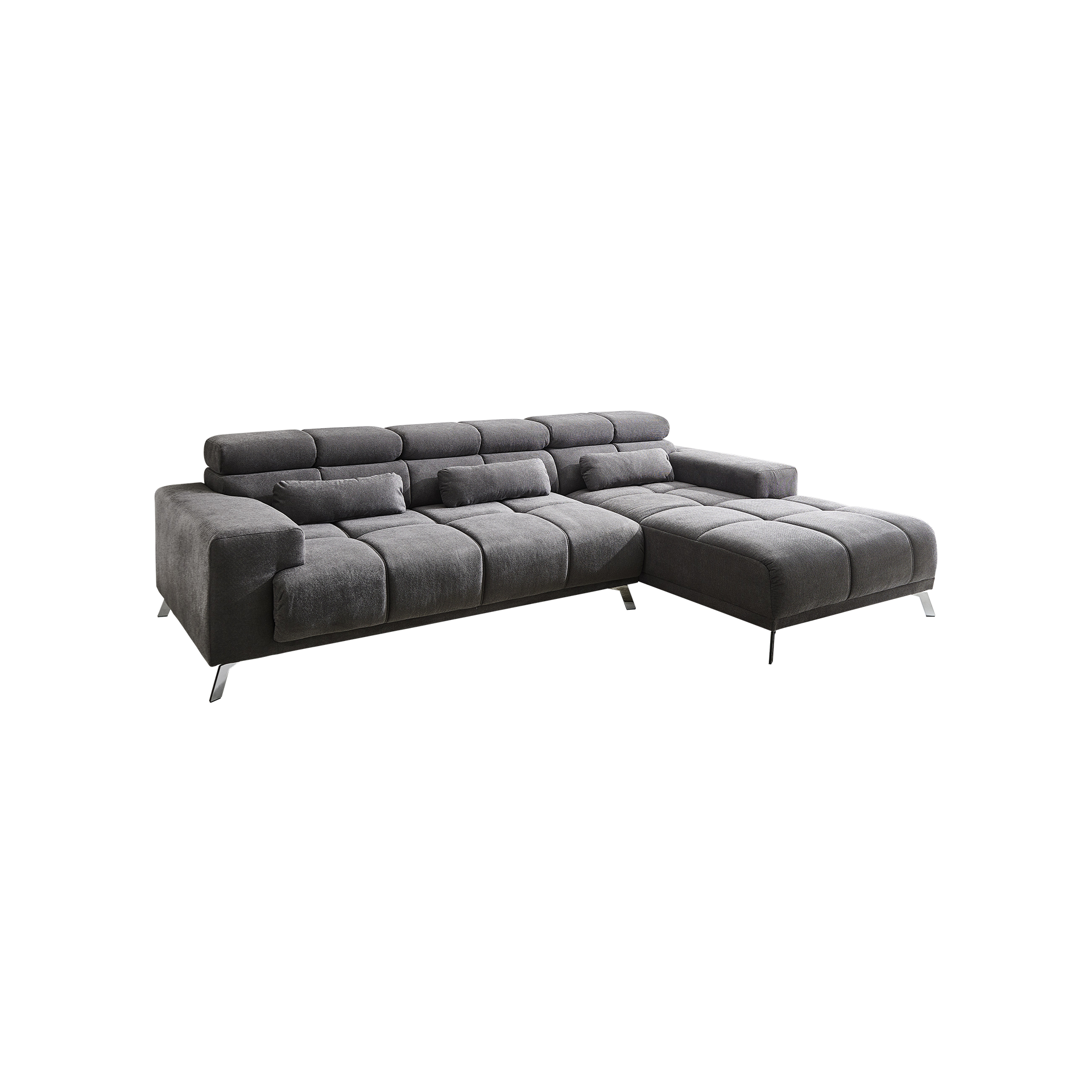 Ecksofa Space Kopfteilverstellung, Sitztiefenverstellung elektrisch Grau