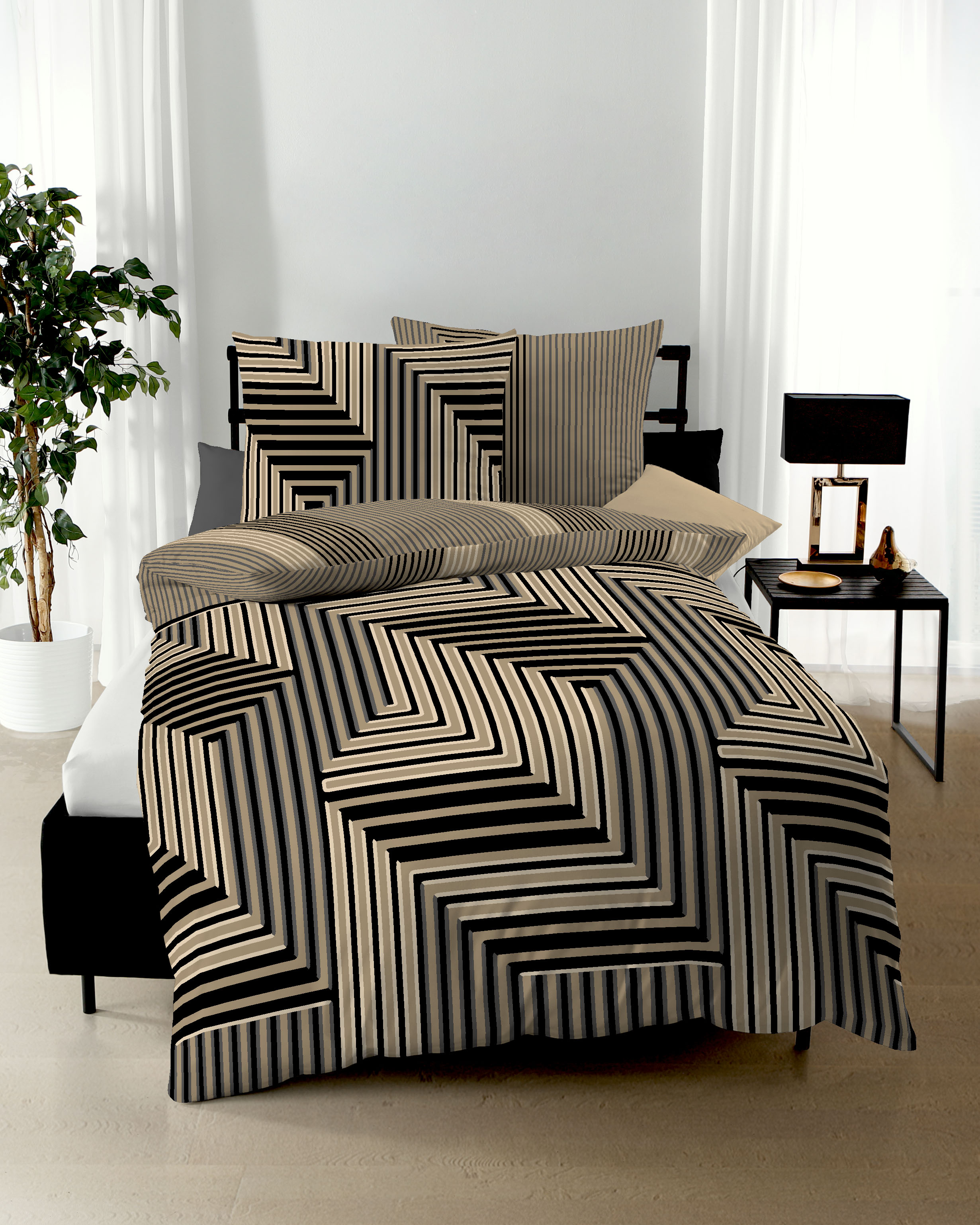 Satin Bettwäsche Escape Gold 155x220cm Satin Bettwäsche Escape Gold 155x220cm