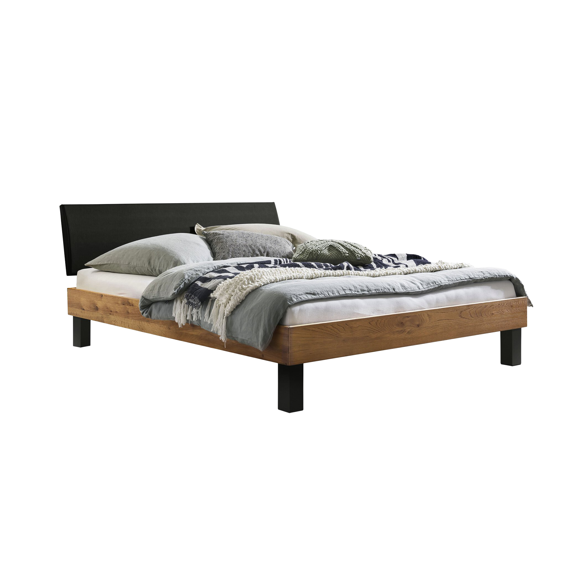 HASENA Bett Sondrio Kopfteil Kul Smoke Fuß Anthracite Gestell Wildeiche 200x200 cm HASENA Bett Sondrio Kopfteil Kul Smoke Fuß Anthracite Gestell Wildeiche 200x200 cm