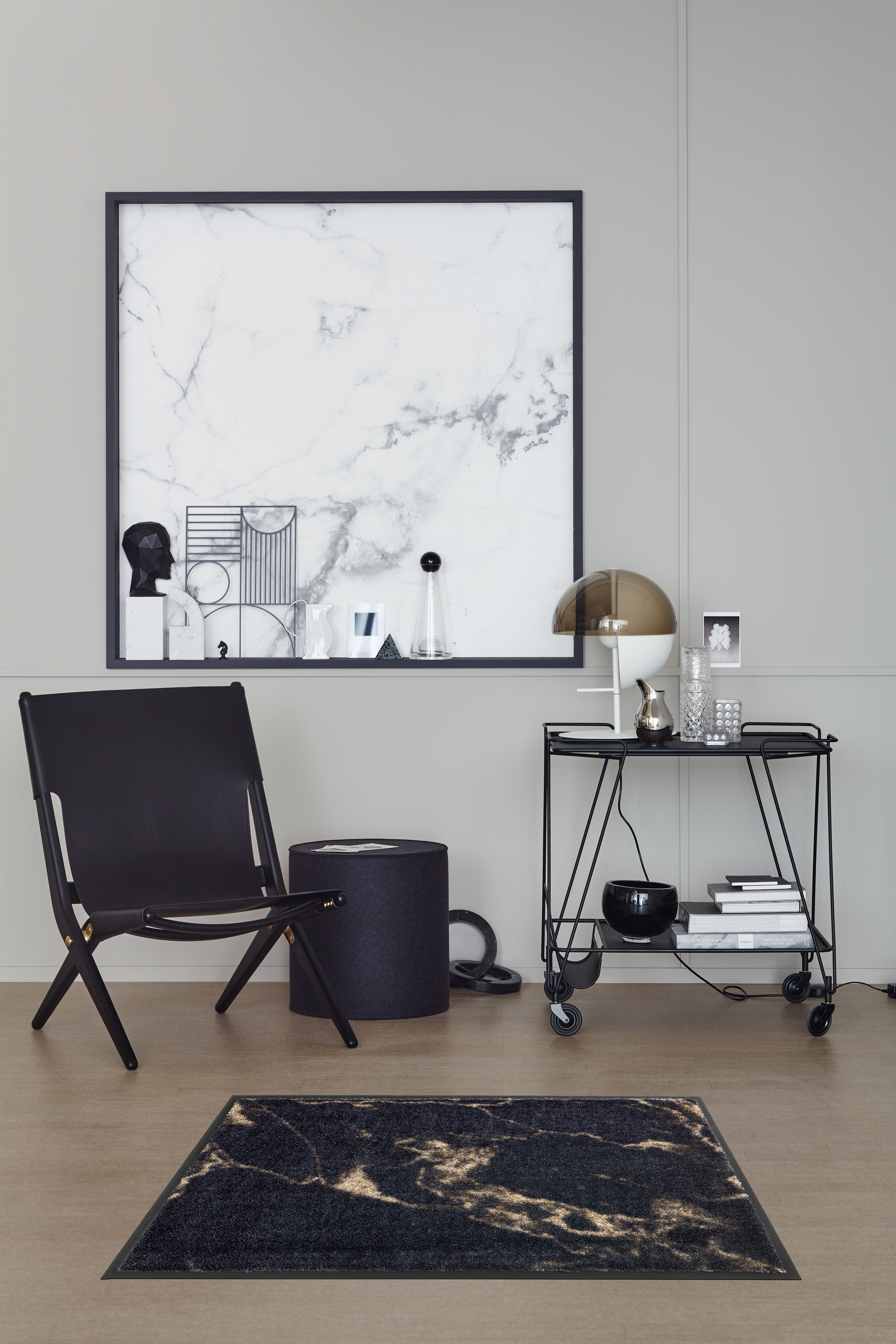 SCHÖNER WOHNEN-Kollektion Fußmatte Miami 50x70 Marmor Anthrazit-Grau SCHÖNER WOHNEN-Kollektion Fußmatte Miami 50x70 Marmor Anthrazit-Grau