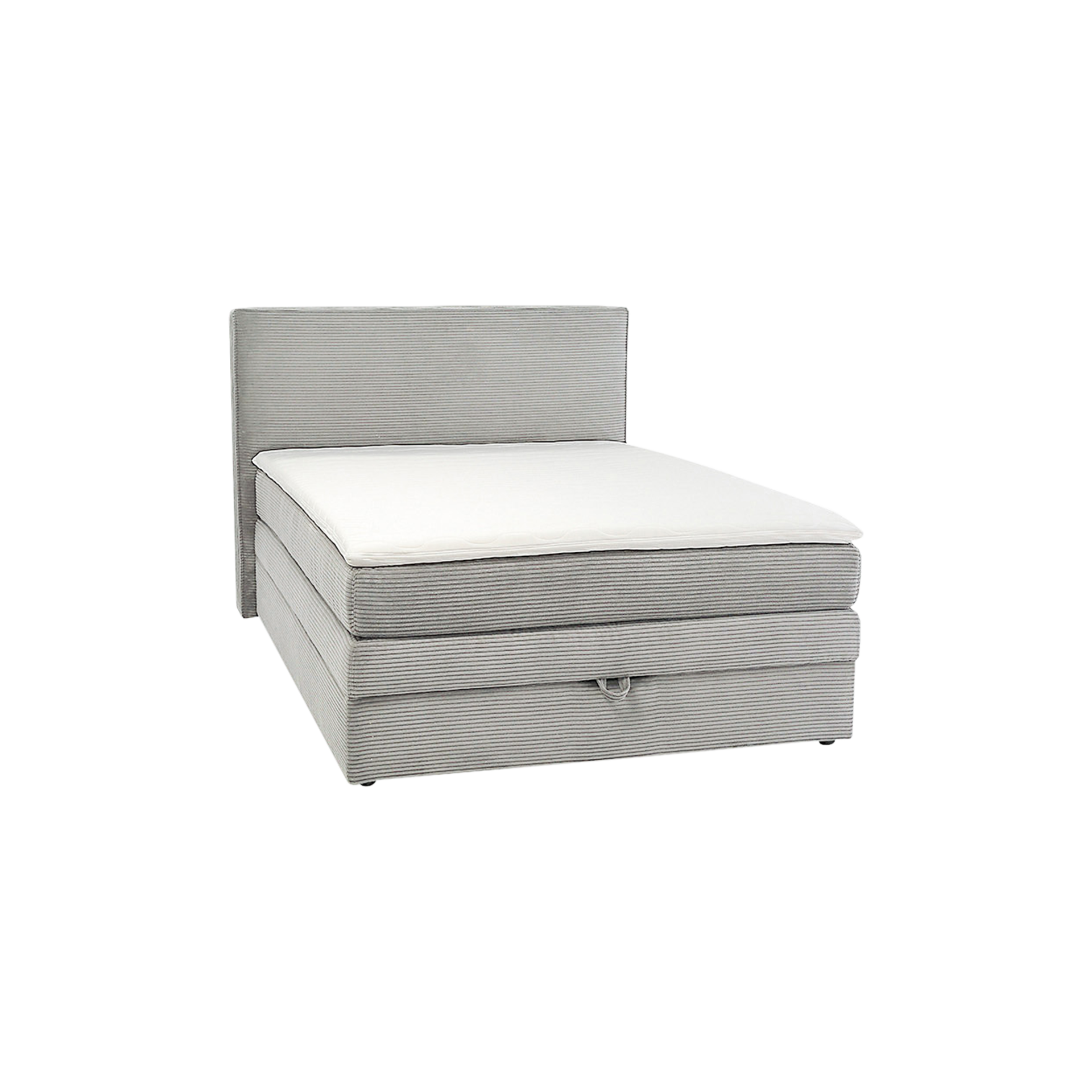 Boxspringbett Janina Bezug Hellgrau 140x200 cm Bettkasten, Topper Bezug abnehmbar