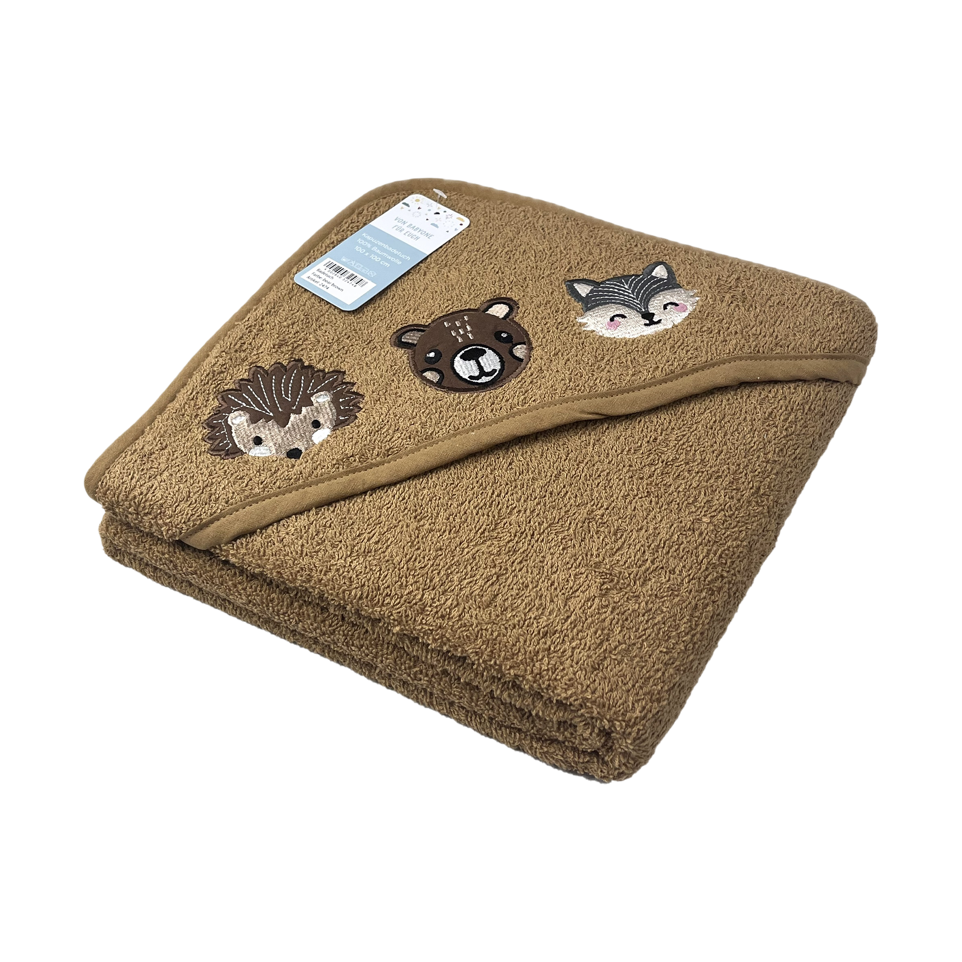 Kapuzenbadetuch Bär 100x100 cm braun Kapuzenbadetuch Bär 100x100 cm braun