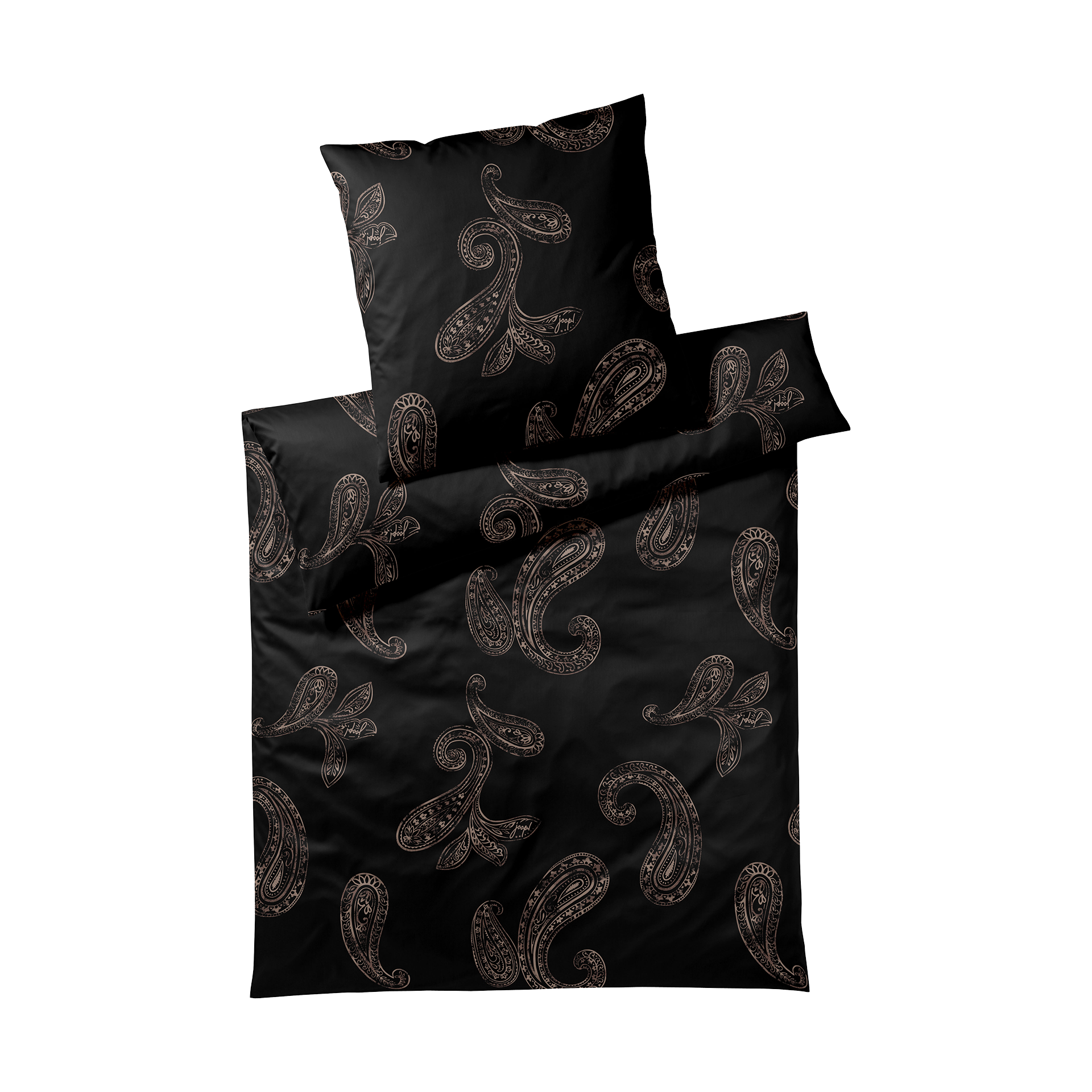 Satin Bettwäsche Paisley Black Bezug 135x200 Kissenbezug 80x80cm