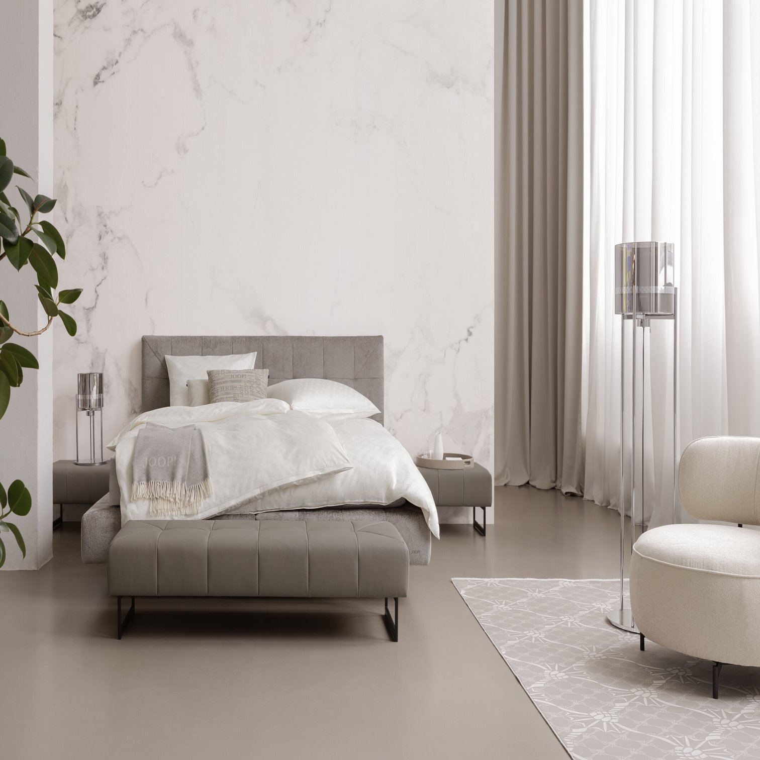 JOOP! Boxspringbett Style Grau 200x200 cm JOOP! Boxspringbett Style Grau 200x200 cm