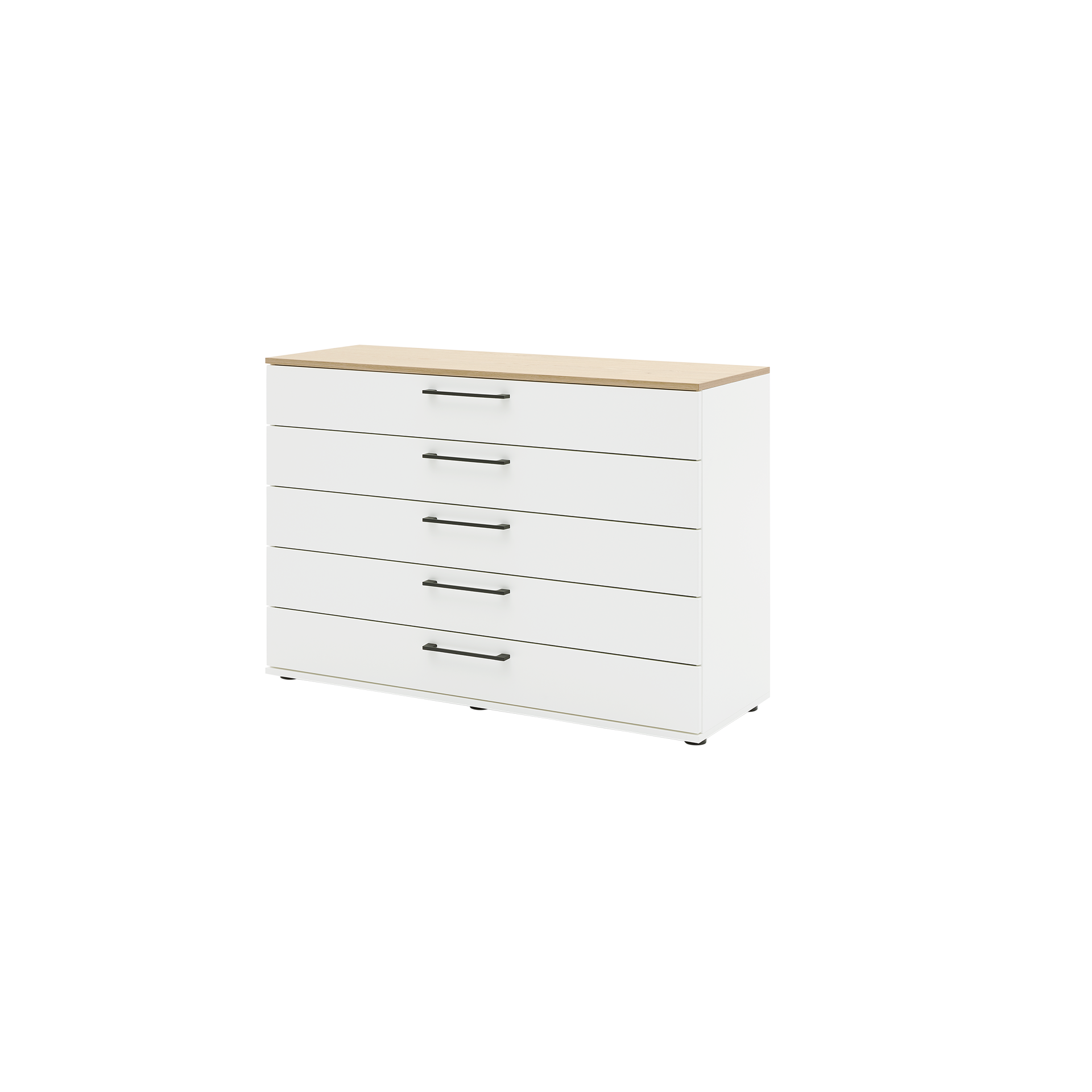 Musterring Kommode Madiva Lack Weiß, Abdeckplatte Balkeneiche furniert Musterring Kommode Madiva Lack Weiß, Abdeckplatte Balkeneiche furniert