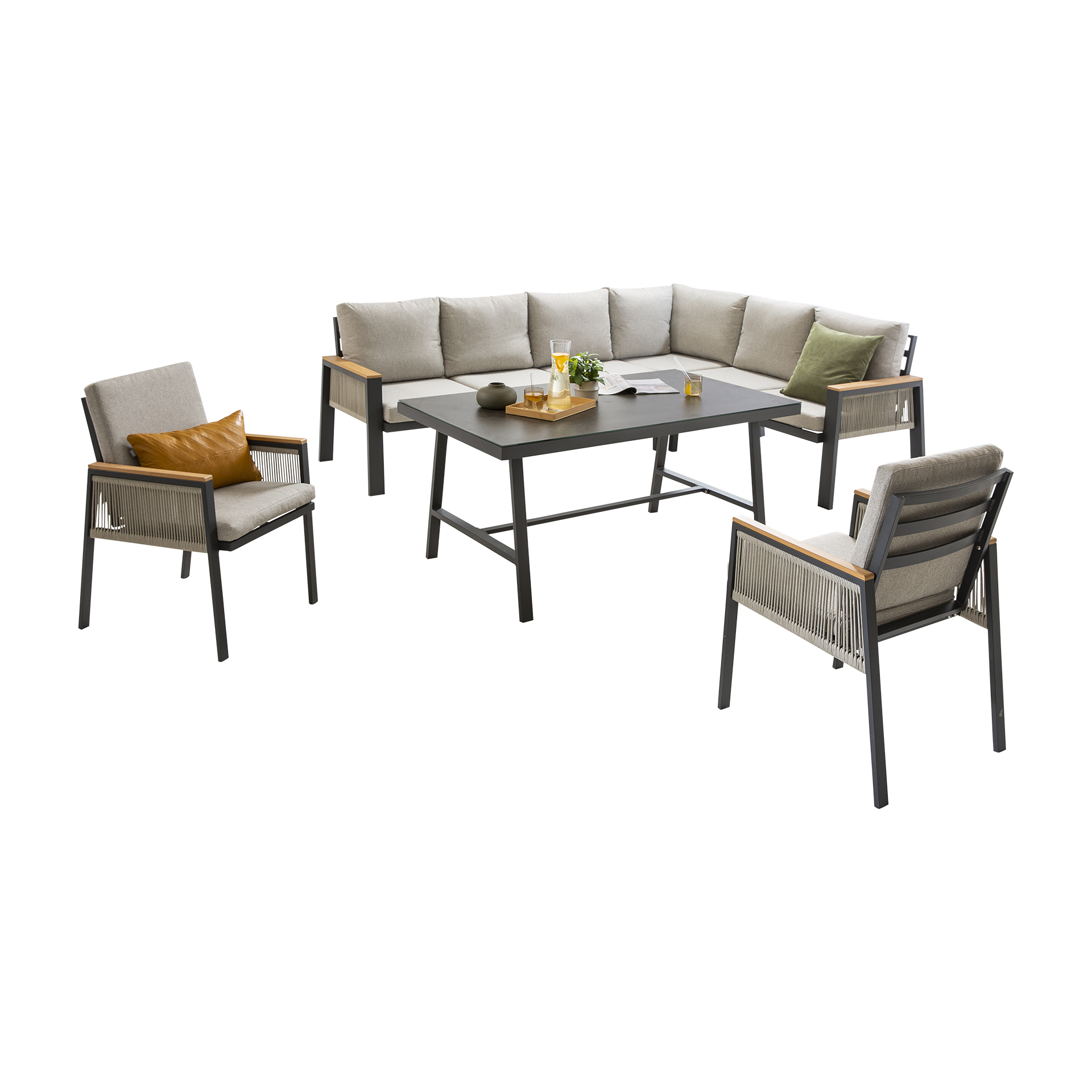 Hogarden Loungemöbel-Set Caris 4-teilig Grau