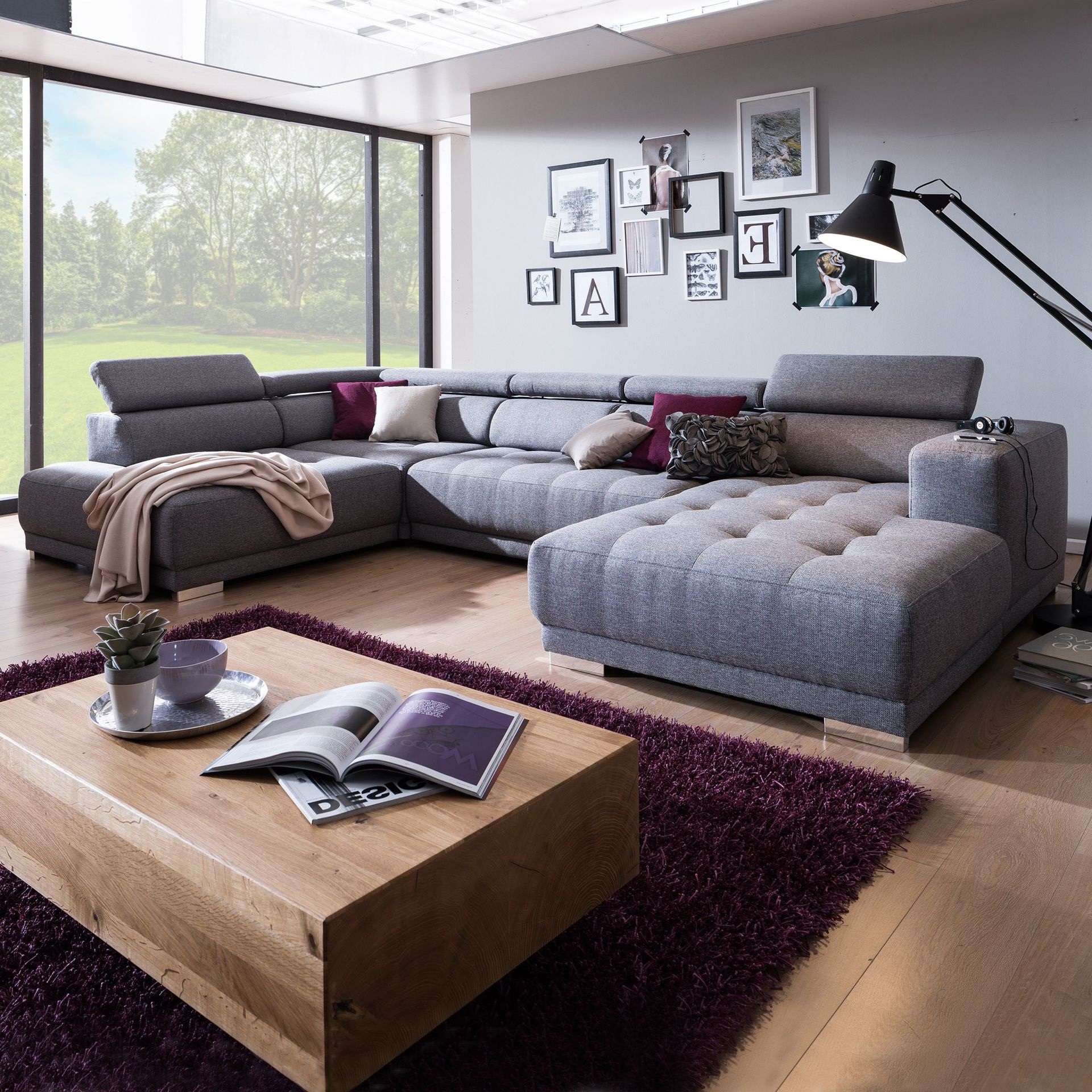 Wohnlandschaft Corinna Grau Sitztiefe motorisch verstellbar Wohnlandschaft Corinna Grau Sitztiefe motorisch verstellbar
