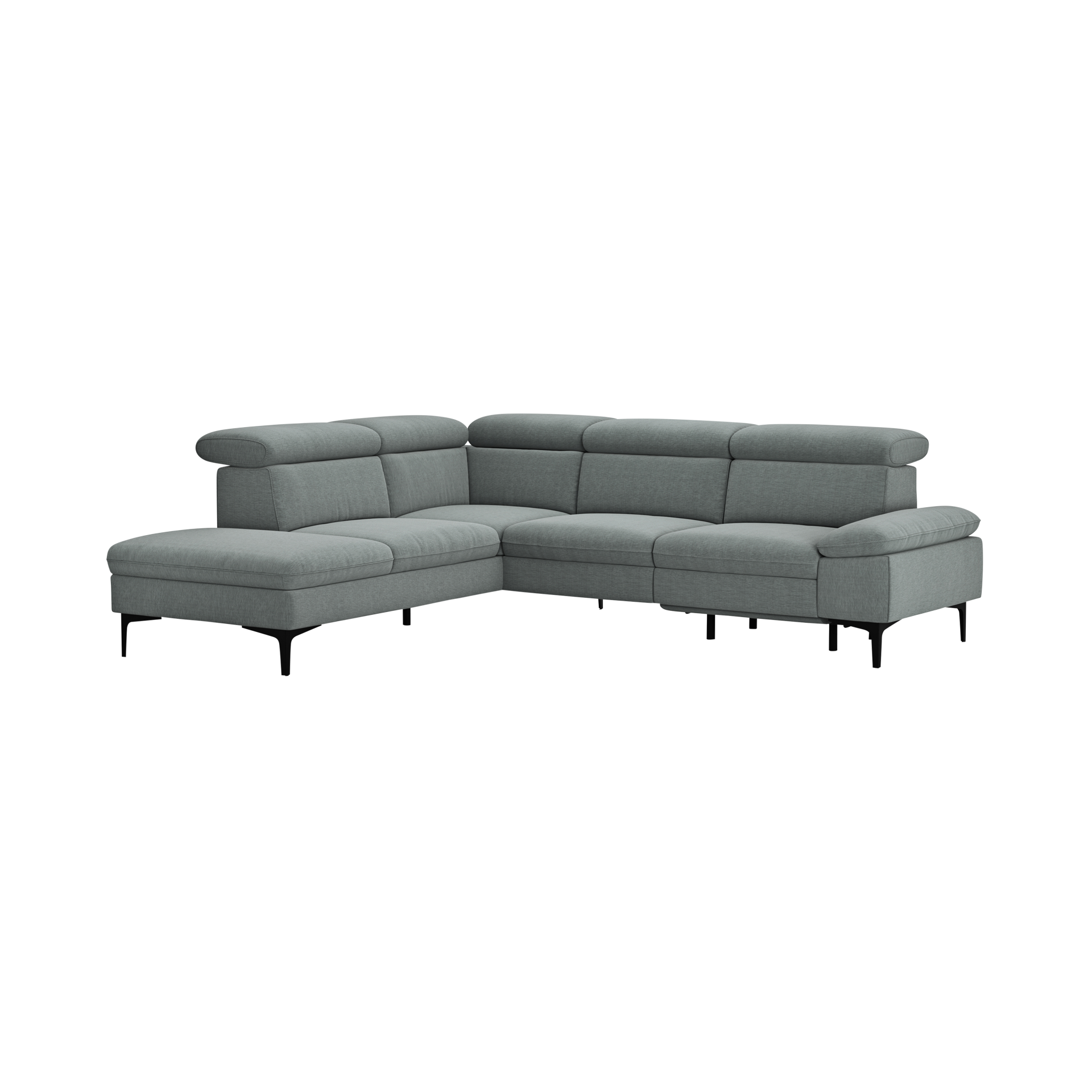 Global wohnen Ecksofa Felipa Plump Rücken echt, Kopfteilverstellung, Relaxfunktion motorisch, Armlehne verstellbar