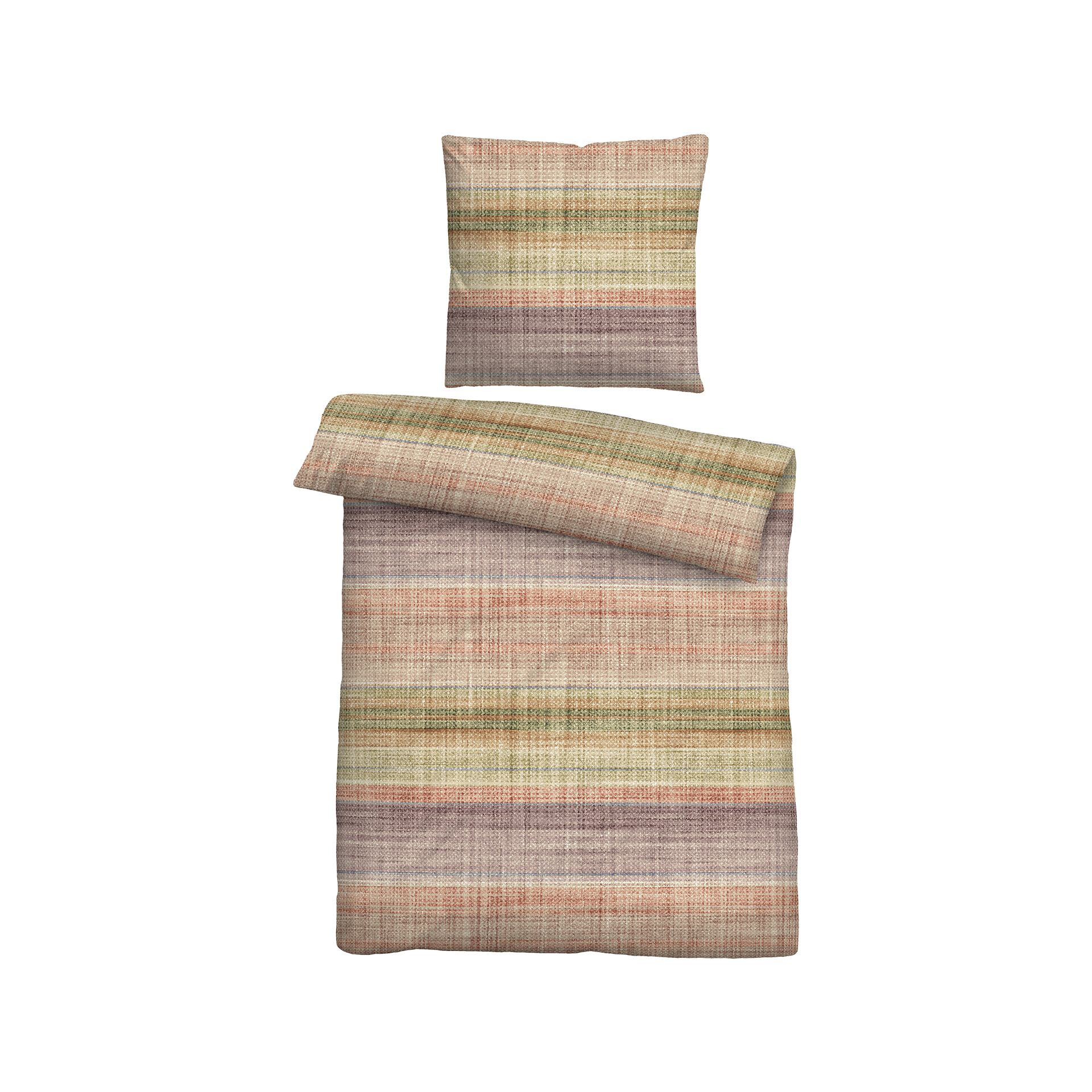 Seersucker Bettwäsche Streifen-Karo Macchiato 155x220cm Seersucker Bettwäsche Streifen-Karo Macchiato 155x220cm