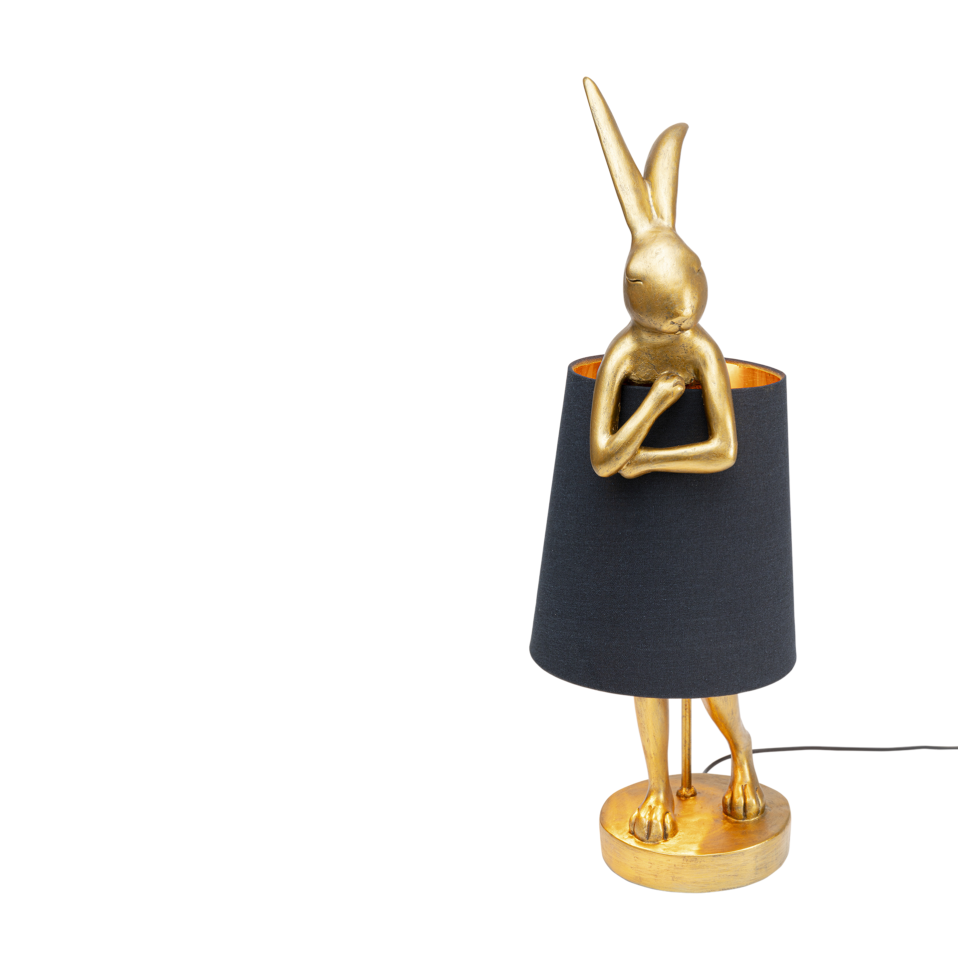 Kare Tischleuchte Animal Rabbit Gold Bezug Schwarz 50 cm Kare Tischleuchte Animal Rabbit Gold Bezug Schwarz 50 cm