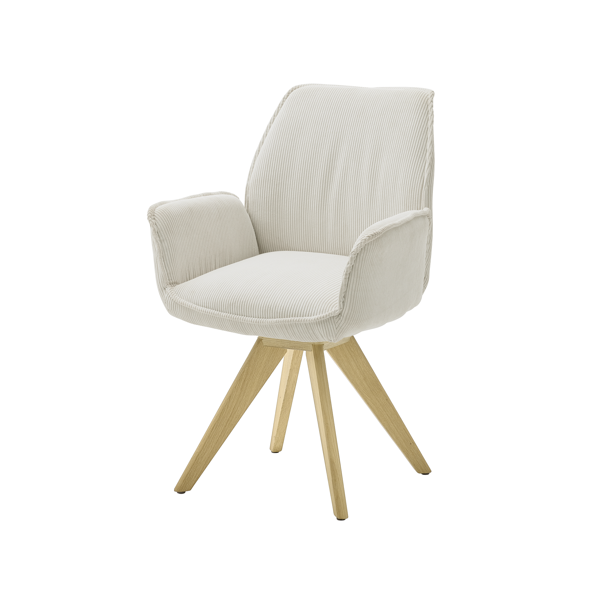 Musterring Armlehnstuhl Tiama Bezug Cord Rebel cream Gestell Stativgestell Eiche massiv - 180°Drehbar mit Rückholfunktion Musterring Armlehnstuhl Tiama Bezug Cord Rebel cream Gestell Stativgestell Eiche massiv - 180°Drehbar mit Rückholfunktion