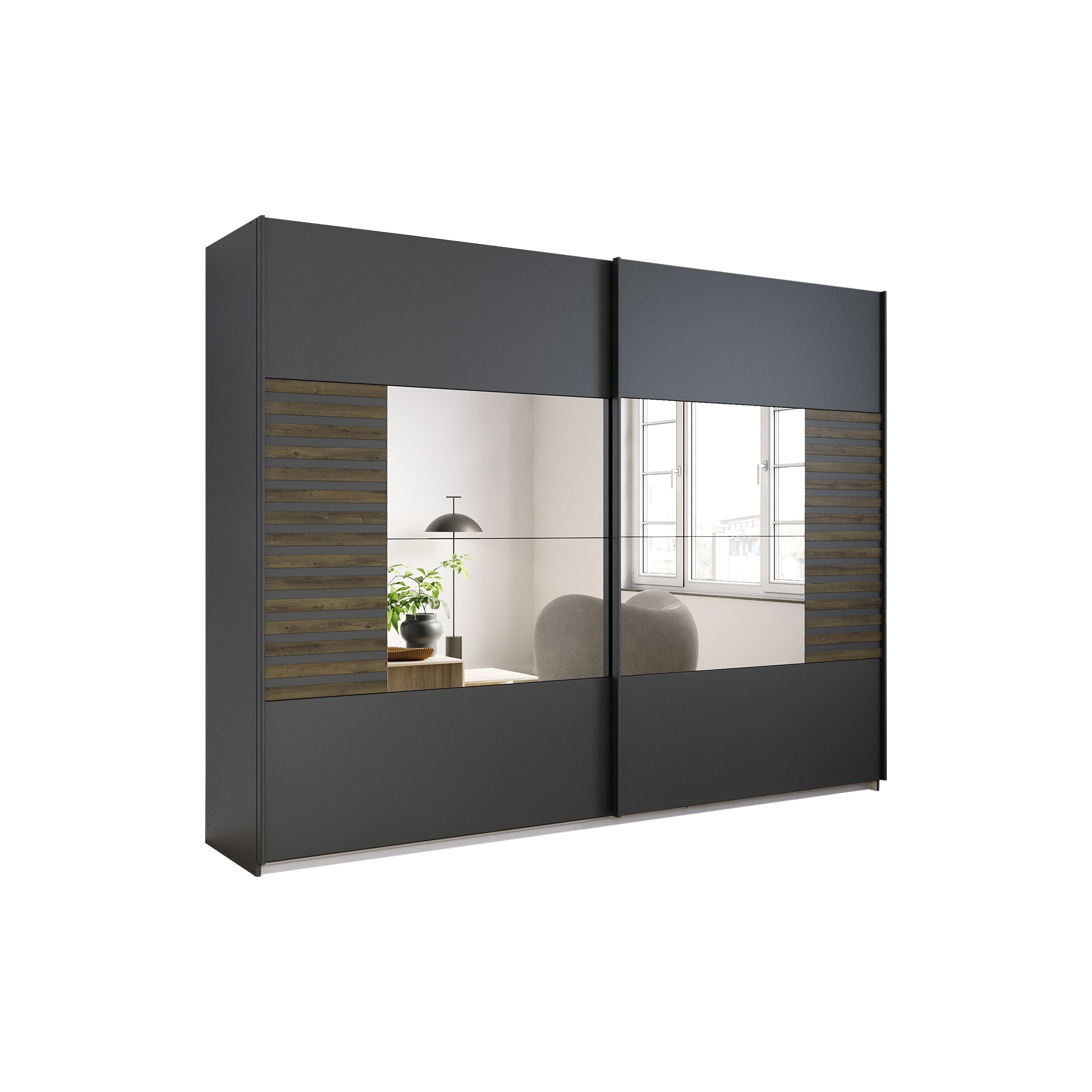 Schwebetürenschrank Bart Grau 62*271*210 Schwebetürenschrank Bart Grau 62*271*210