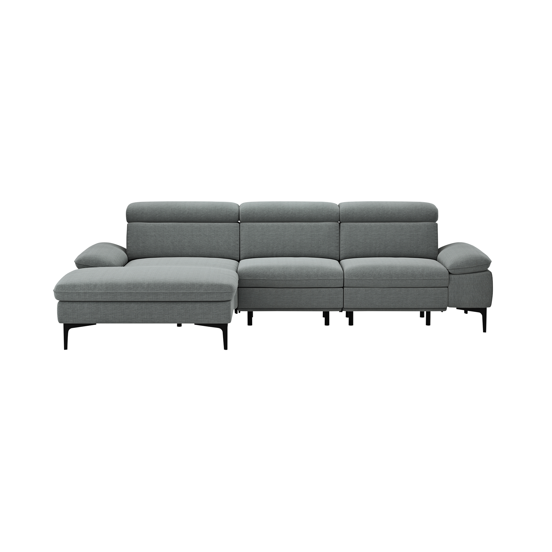 Global wohnen Ecksofa Felipa Plump Rücken echt, Kopfteilverstellung, Relaxfunktion motorisch, Armlehne verstellbar