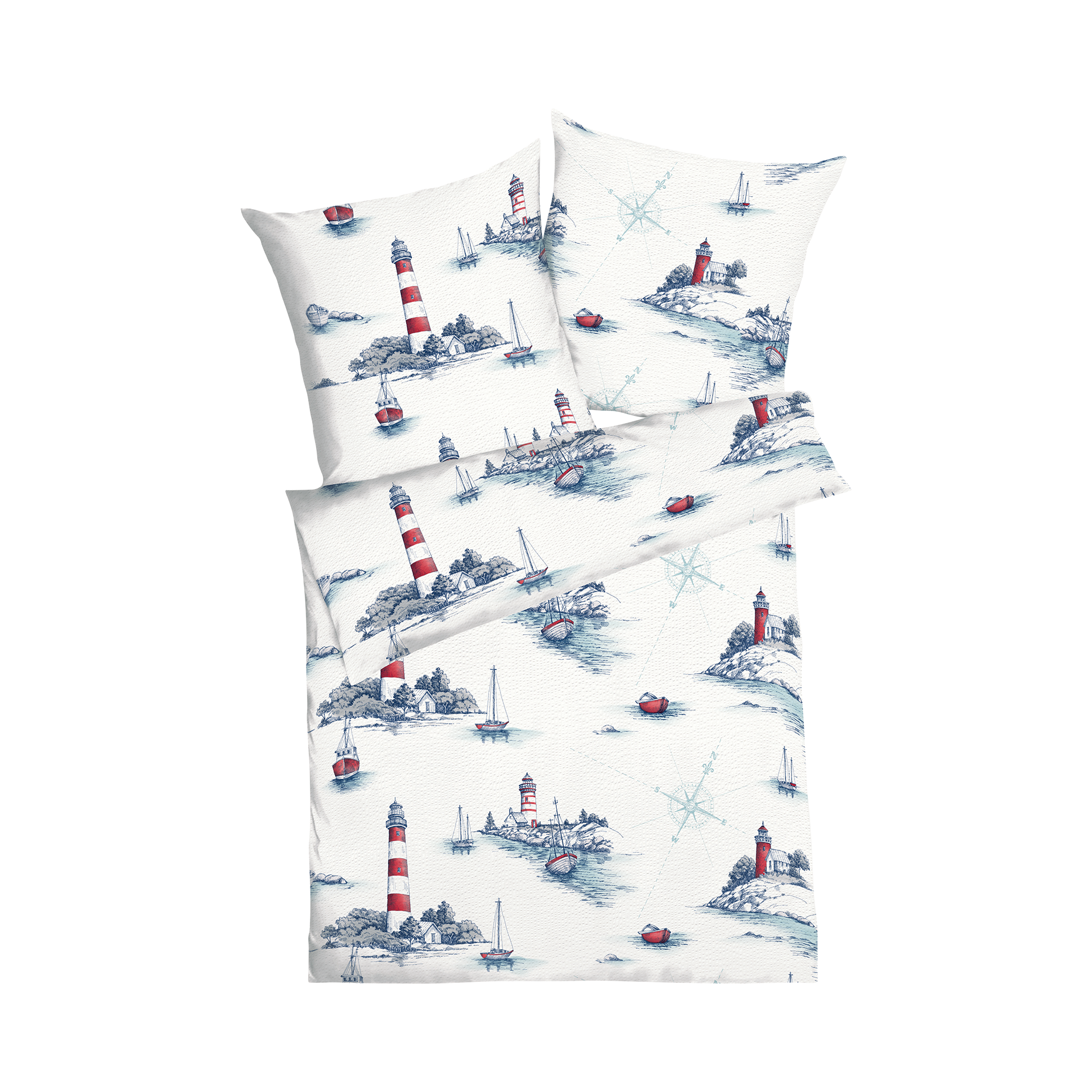 Seersucker Bettwäsche Küstenflair Blau 135x200cm Seersucker Bettwäsche Küstenflair Blau 135x200cm