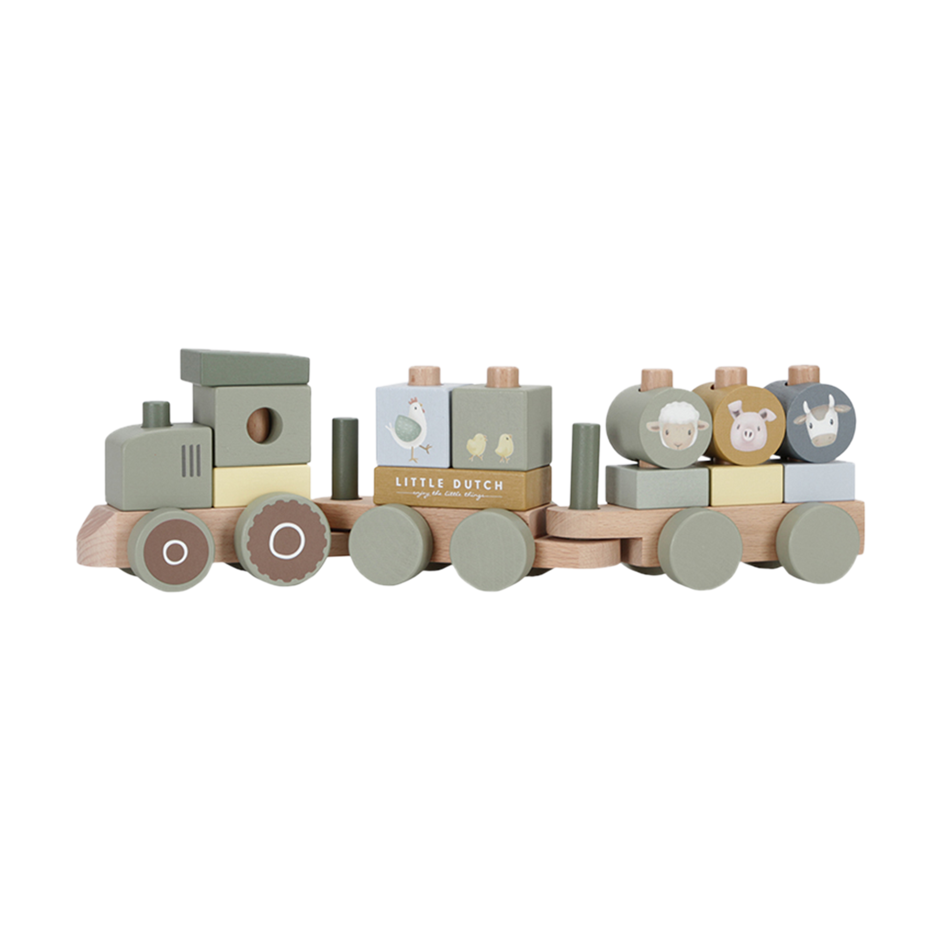 Holzspielzeug Little Dutch Eisenbahn Traktor Little Farm Holzspielzeug Little Dutch Eisenbahn Traktor Little Farm