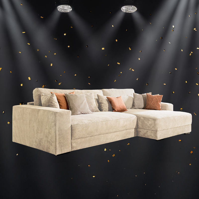 Ecksofa Mirella Beige Ottomane rechts