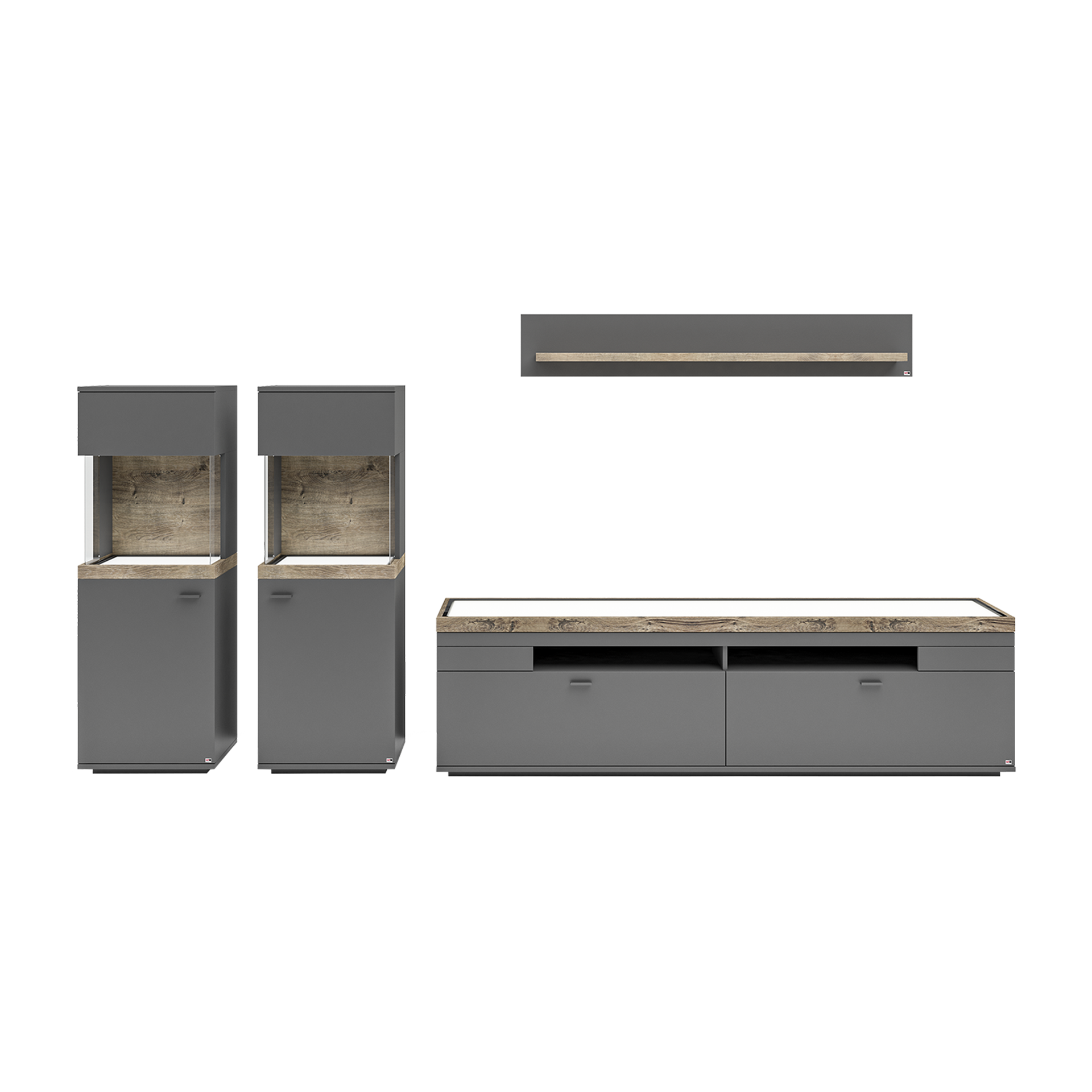 set one by Musterring Wohnwand Lancaster 4-teilig Grau 43.6*330*170 set one by Musterring Wohnwand Lancaster 4-teilig Grau 43.6*330*170