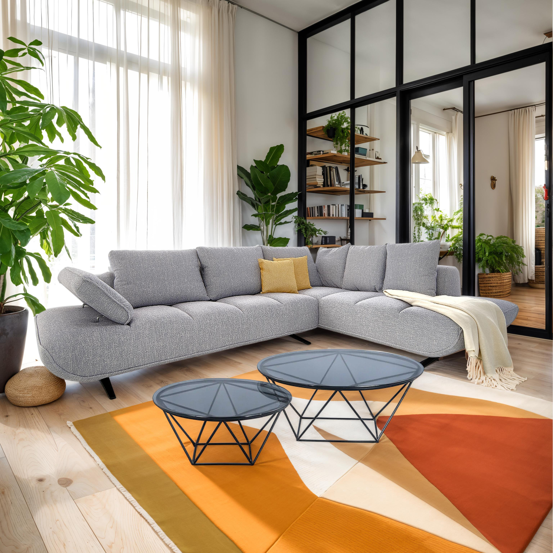 Francesca Garibaldi Ecksofa Paul Grau Armlehne manuell verstellbar Gestell Ottomane rechts Francesca Garibaldi Ecksofa Paul Grau Armlehne manuell verstellbar Gestell Ottomane rechts