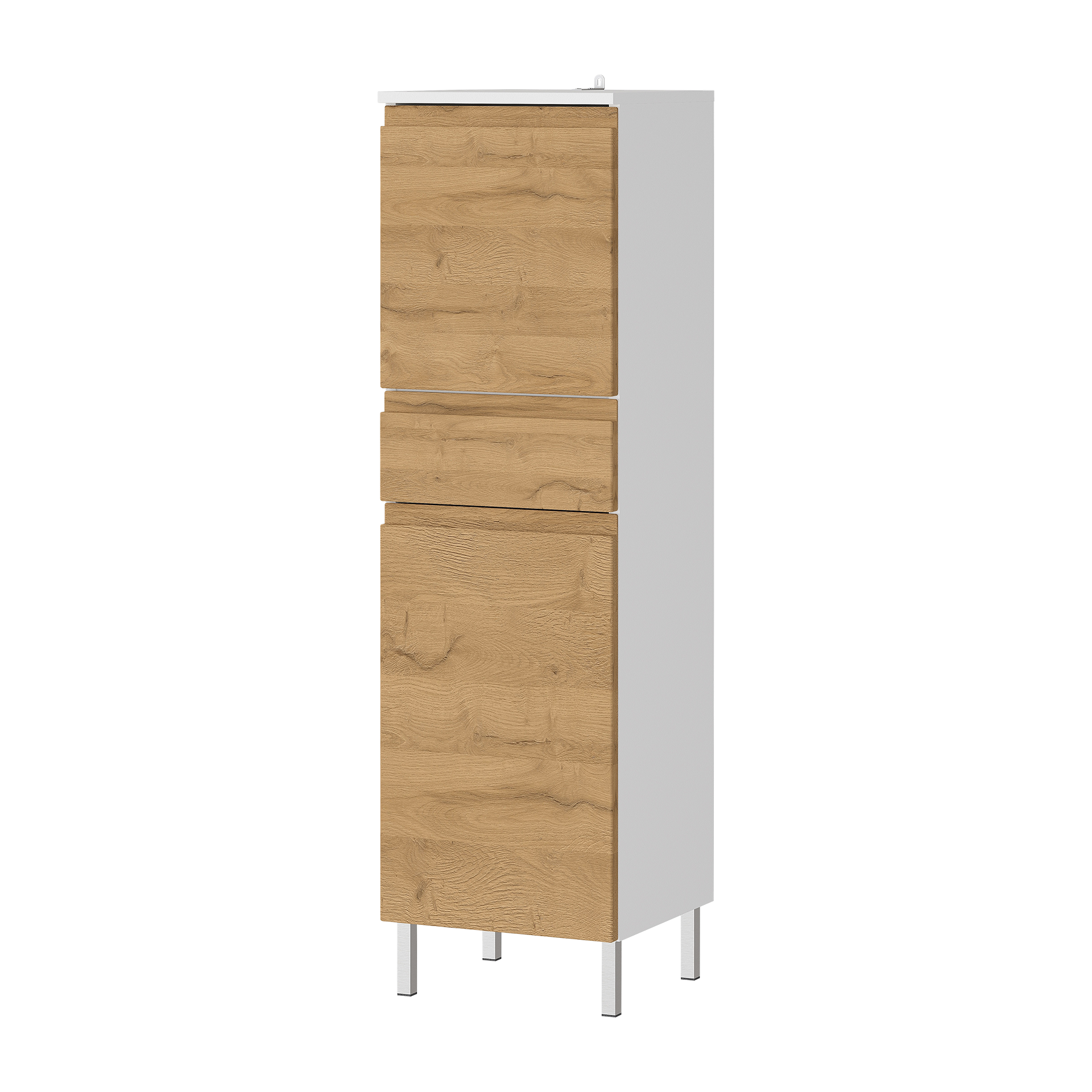 Badschrank Torrance Front Eichefarben Korpus Weiß 34*34*120