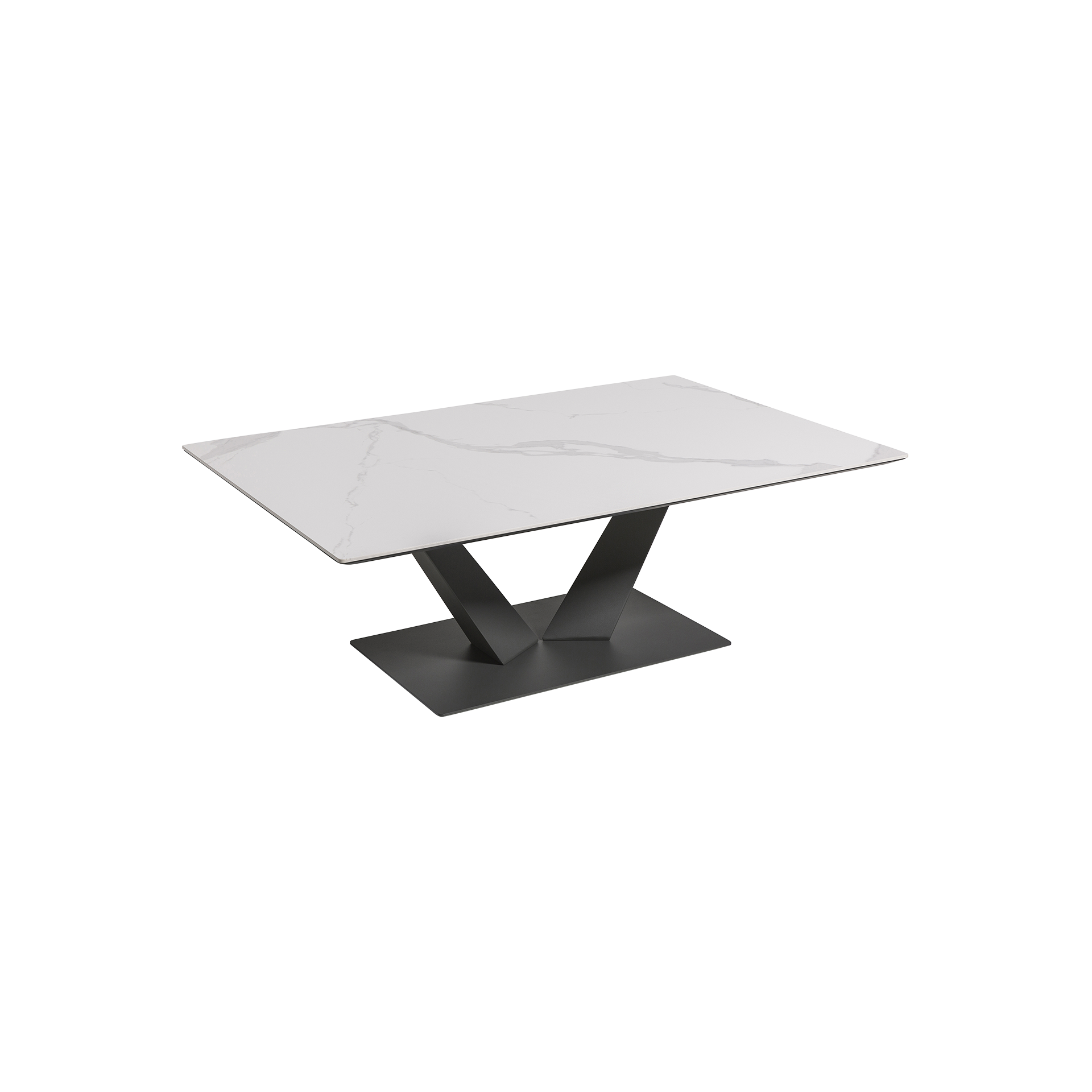 Couchtisch Kobin Platte weiß, Gestell schwarz 80*120*40