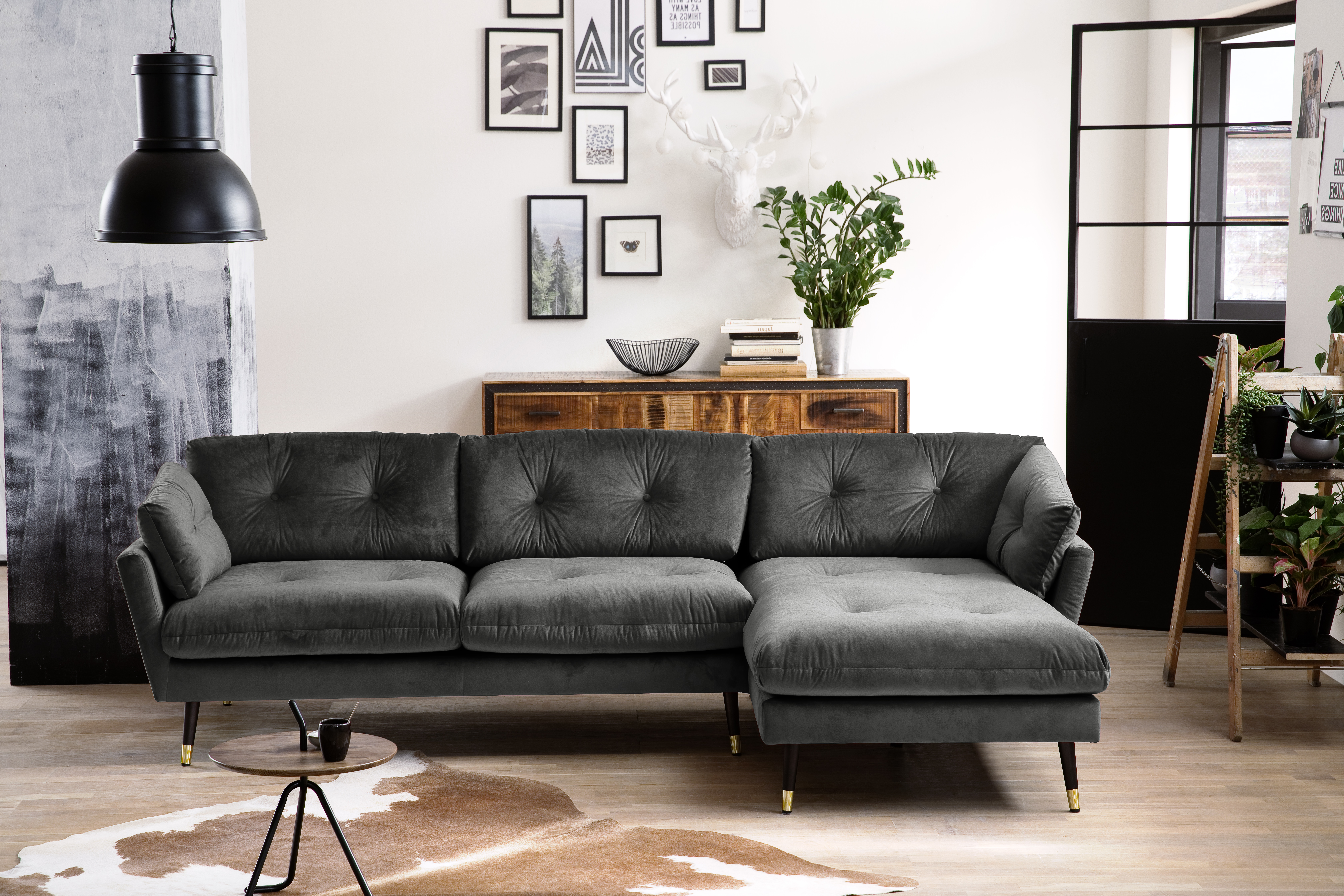 Ecksofa Jamaica Grau Ottomane rechts Ecksofa Jamaica Grau Ottomane rechts
