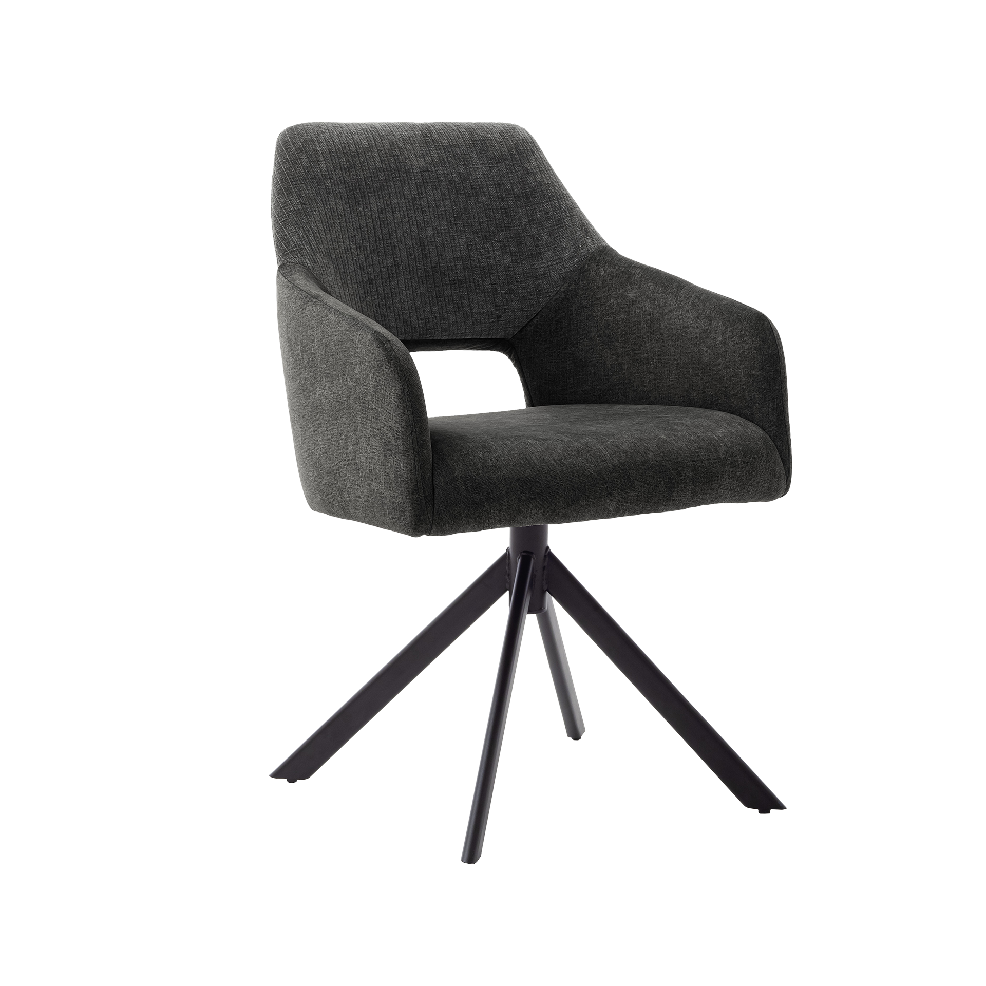 Armlehnstuhl Morice Bezug Stoff Dali/Carv. Anthrazit Gestell Schwarz lackiert Armlehnstuhl Morice Bezug Stoff Dali/Carv. Anthrazit Gestell Schwarz lackiert