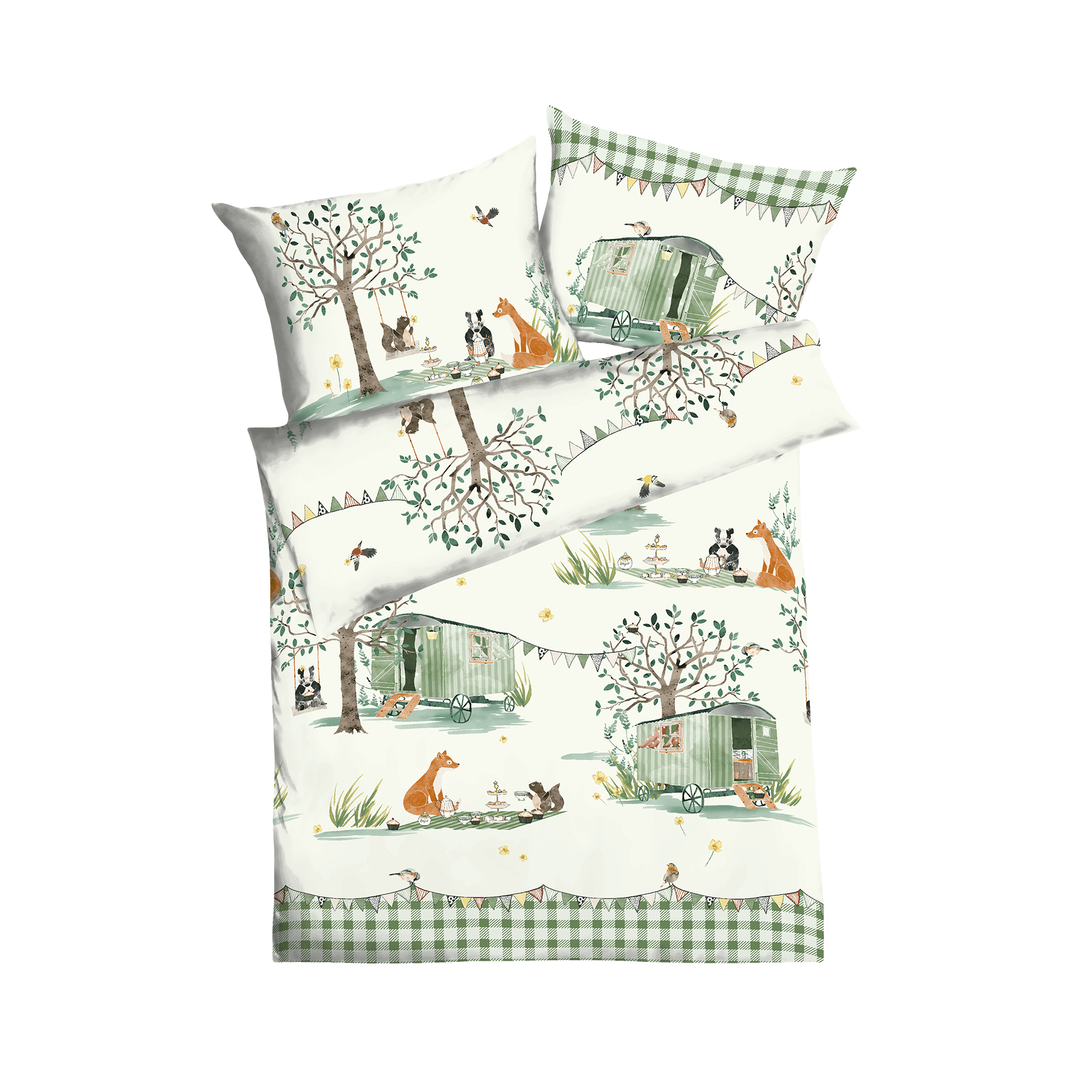 Renforce Bettwäsche Picknick Mint 135x200cm Renforce Bettwäsche Picknick Mint 135x200cm