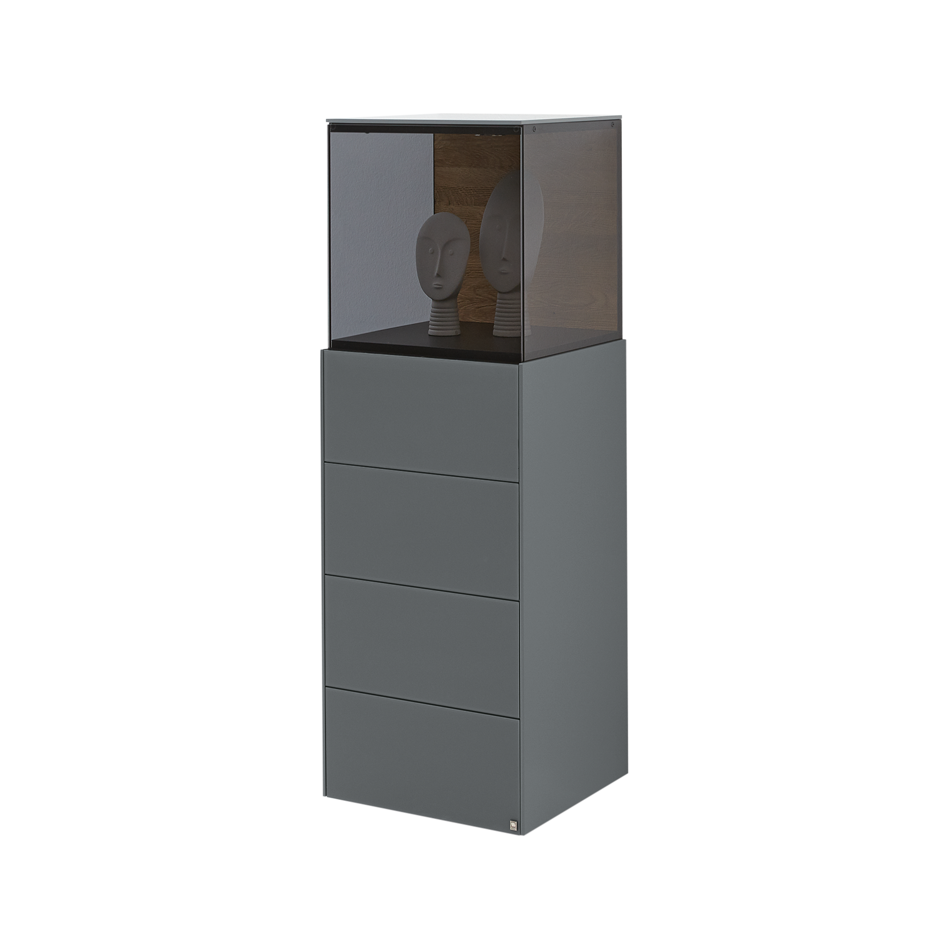 Musterring Vitrine Q-Media 2.0 Rückwand Eiche massiv gebürstet, Front Mattglas Fango, Korpus Lack Fango Musterring Vitrine Q-Media 2.0 Rückwand Eiche massiv gebürstet, Front Mattglas Fango, Korpus Lack Fango