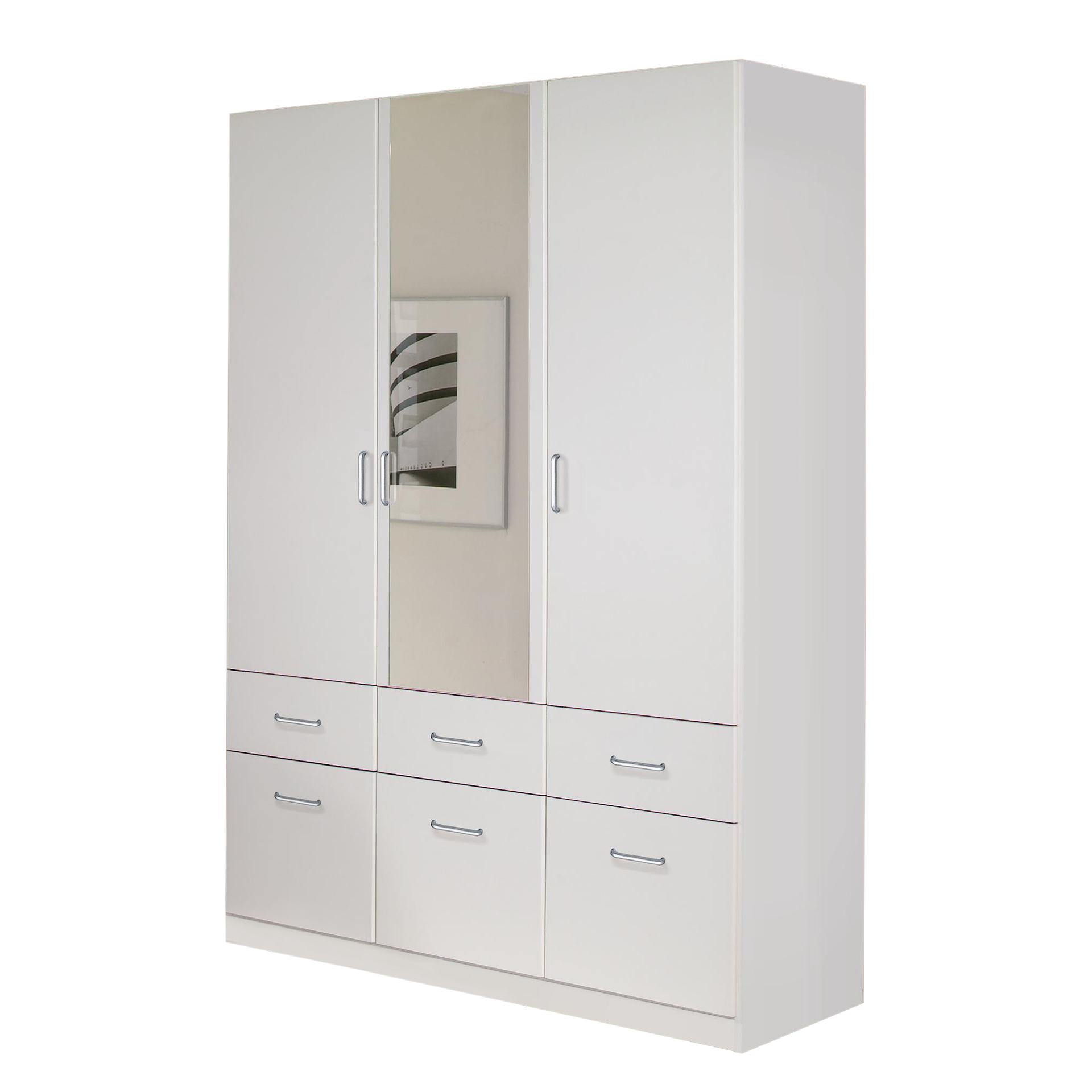 Drehtürenschrank Amy 3-türig Weiß 54*136*197 Drehtürenschrank Amy 3-türig Weiß 54*136*197