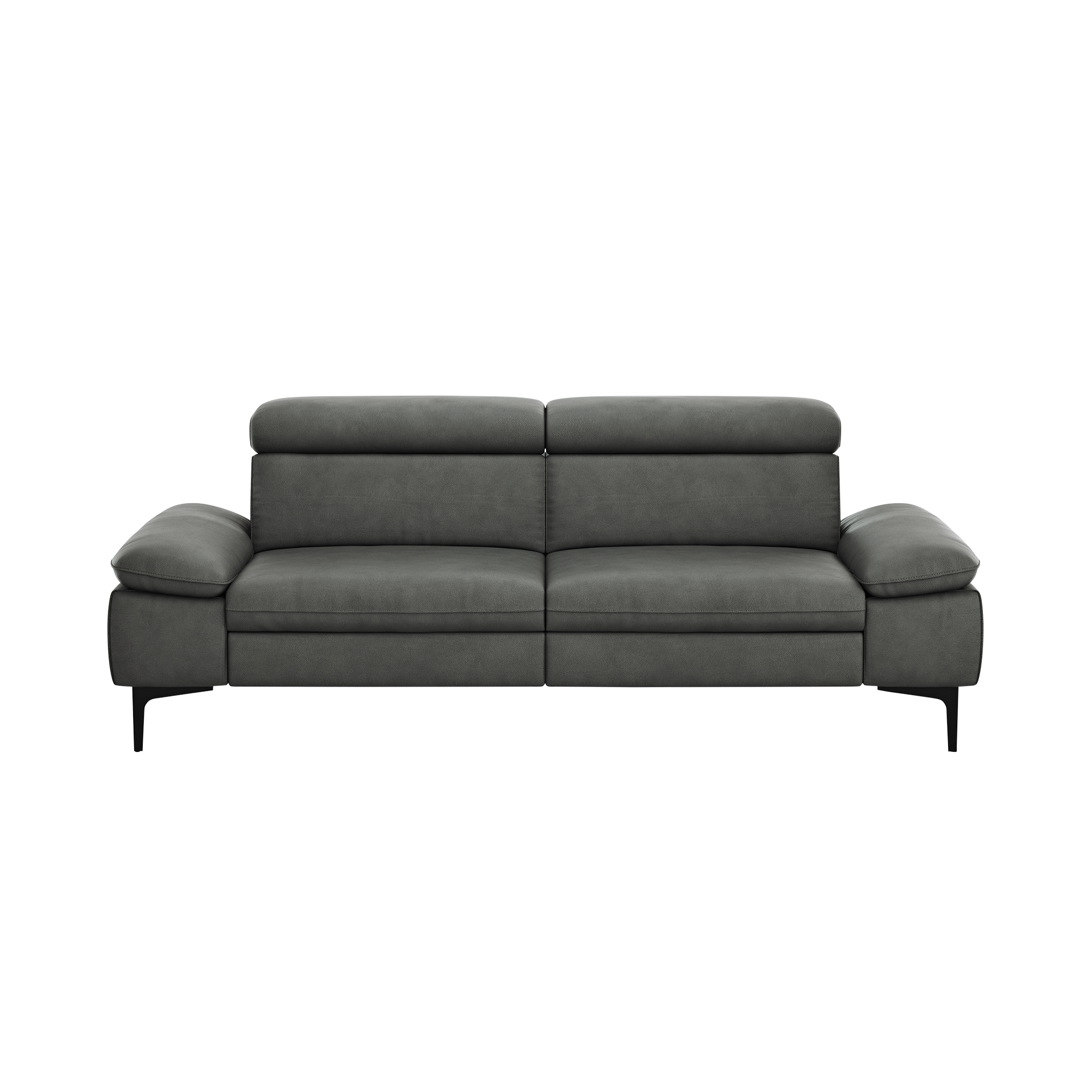 Global wohnen Sofa 3-Sitzer Felipa Leder Retro Grey Rücken echt, Kopfteilverstellung Global wohnen Sofa 3-Sitzer Felipa Leder Retro Grey Rücken echt, Kopfteilverstellung