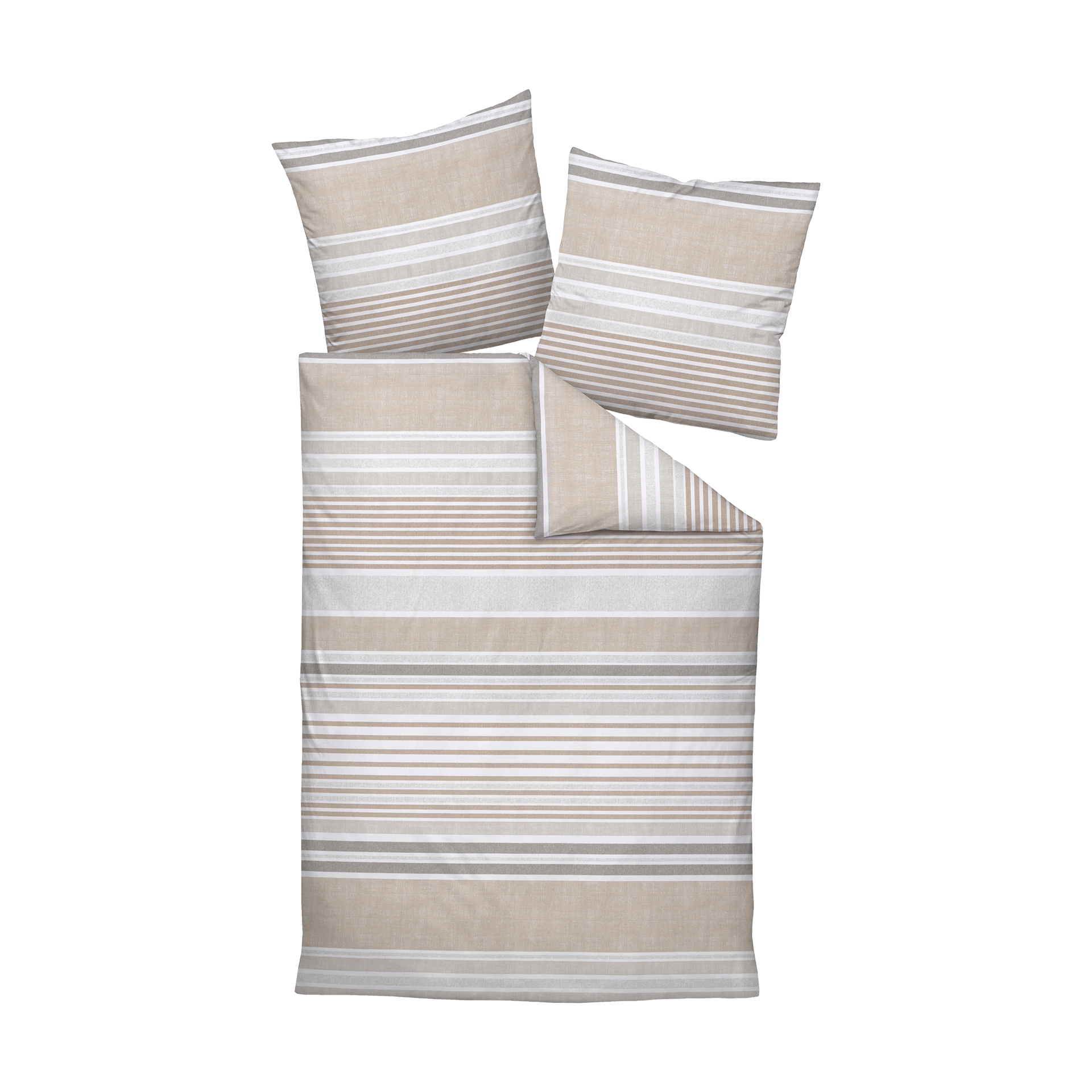 Biberbettwäsche Davos Sand Bezug 135x200 Kissen 80x80cm