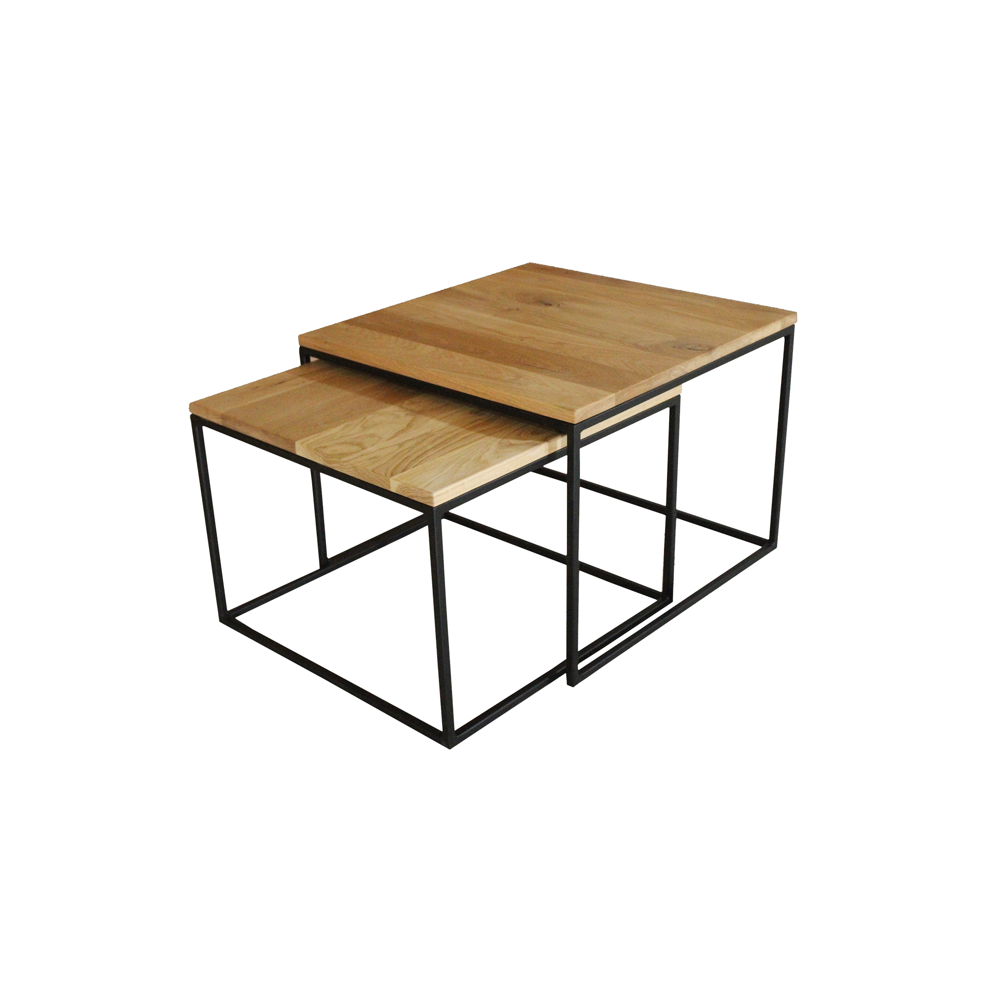 Couchtisch-Set Mavy 2-teilig Platte Wildeiche Gestell Schwarz 60*60*45 Couchtisch-Set Mavy 2-teilig Platte Wildeiche Gestell Schwarz 60*60*45