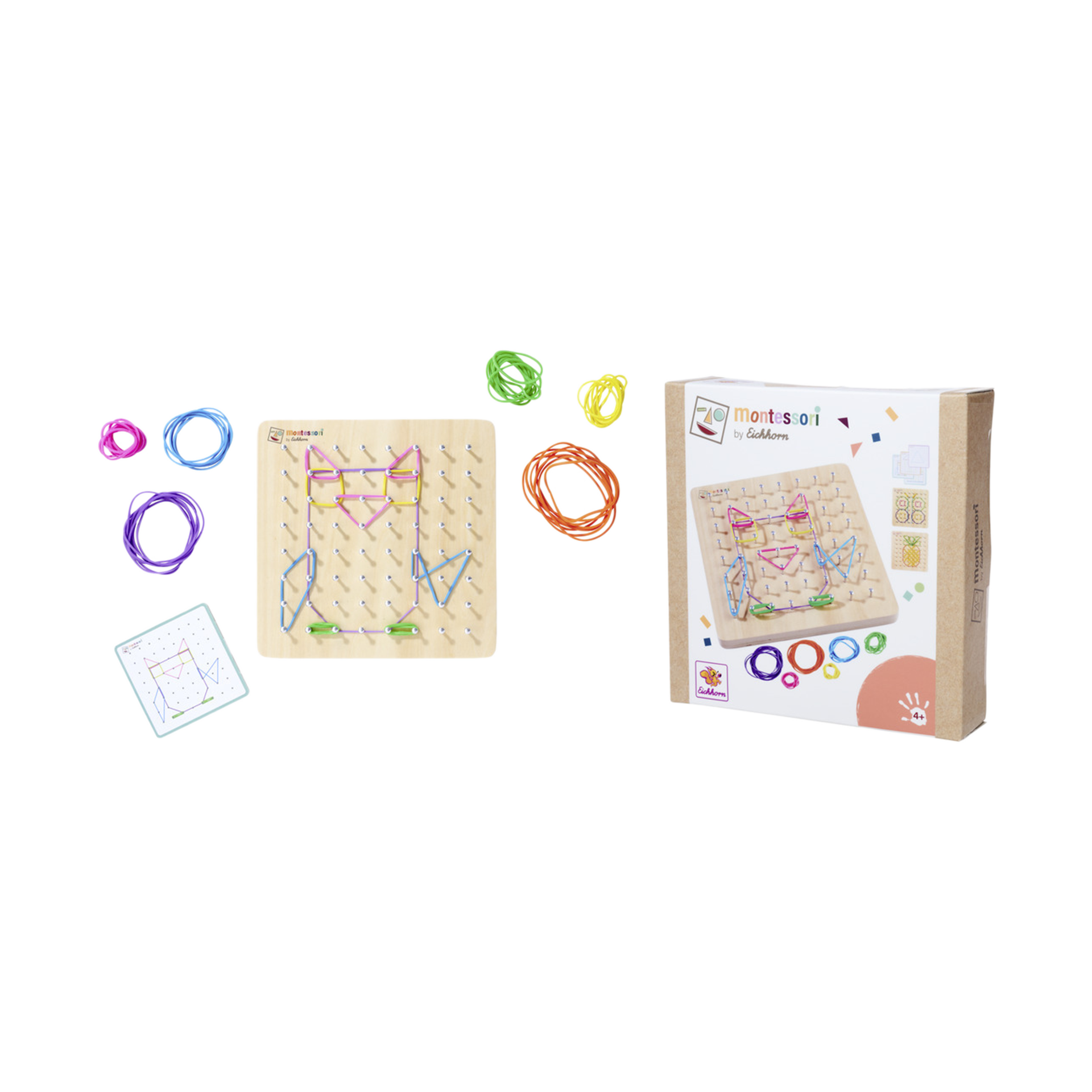 Holzspielzeug EH Montessori Geometriebrett Mehrfarbig