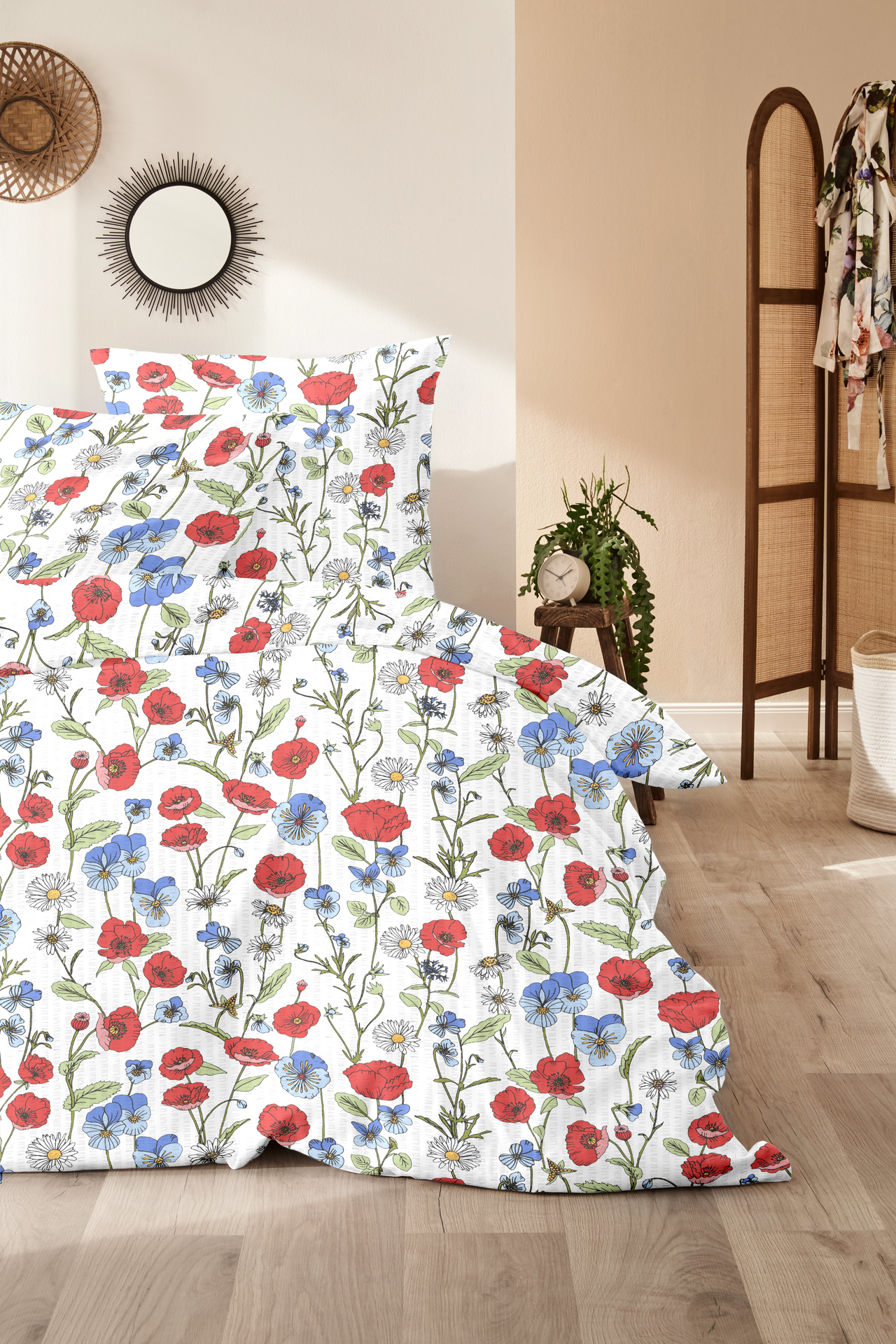 Seersucker Bettwäsche Hofmeister Home Blau-Rot 155x220cm Seersucker Bettwäsche Hofmeister Home Blau-Rot 155x220cm