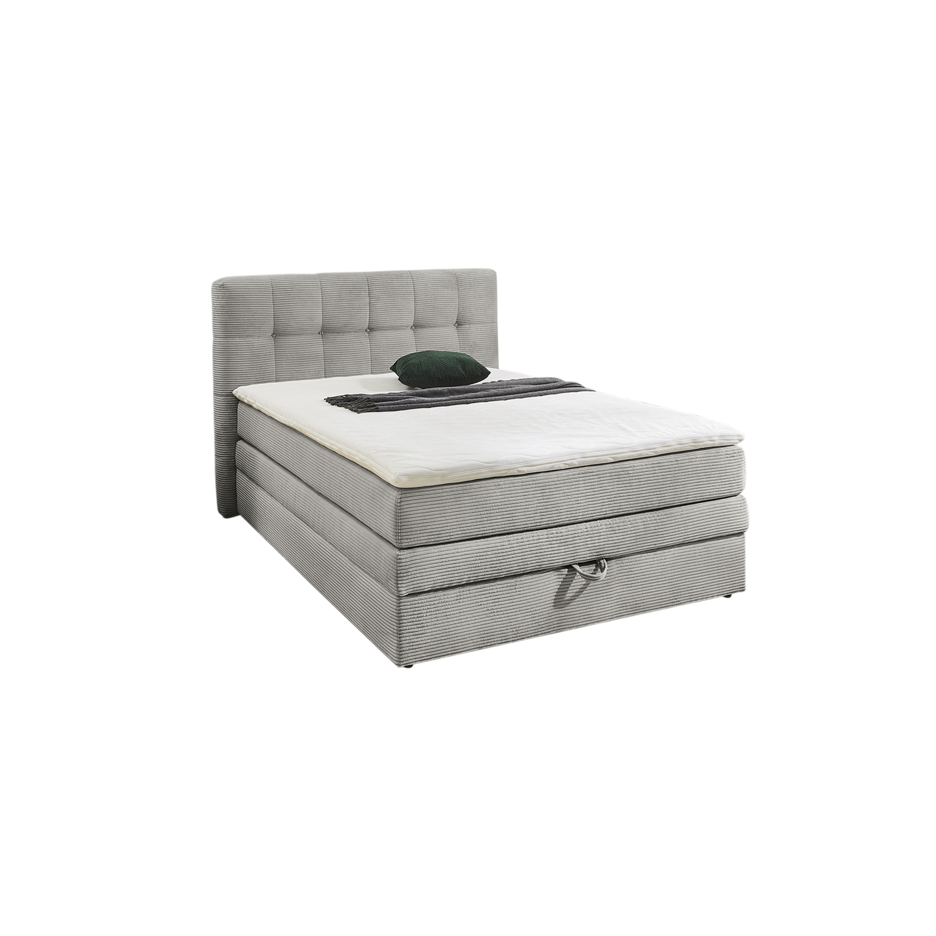 Boxspringbett Arny Grau 140x200 cm Matratze H3 - fest, ab ca. 80 kg