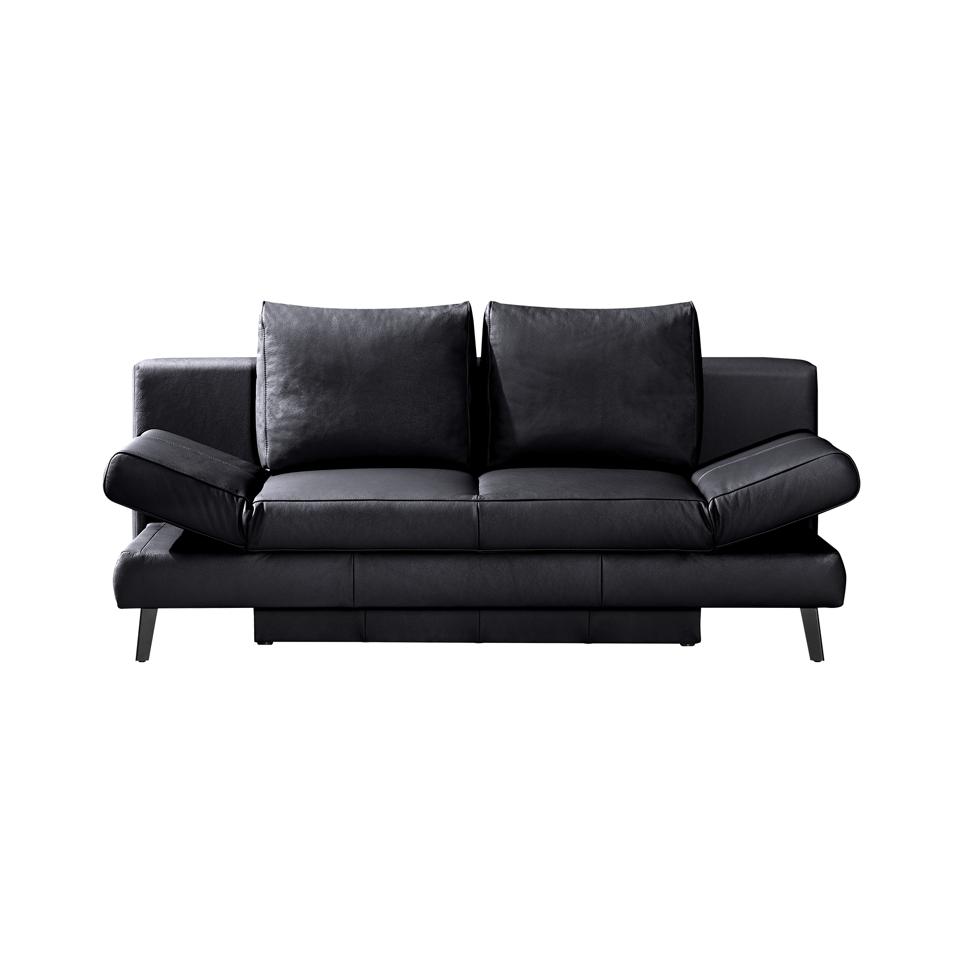 Schlafsofa Leandro Bezug Leder Schwarz mit Bettkasten und verstellbaren Armlehnen Schlafsofa Leandro Bezug Leder Schwarz mit Bettkasten und verstellbaren Armlehnen