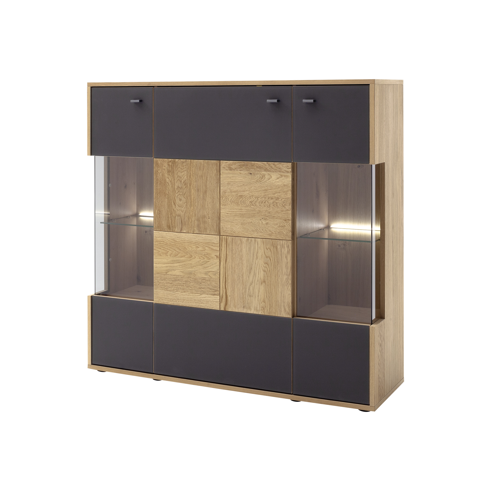 Highboard Valenta Balkeneiche Bianco Anthrazit Highboard Valenta Balkeneiche Bianco Anthrazit