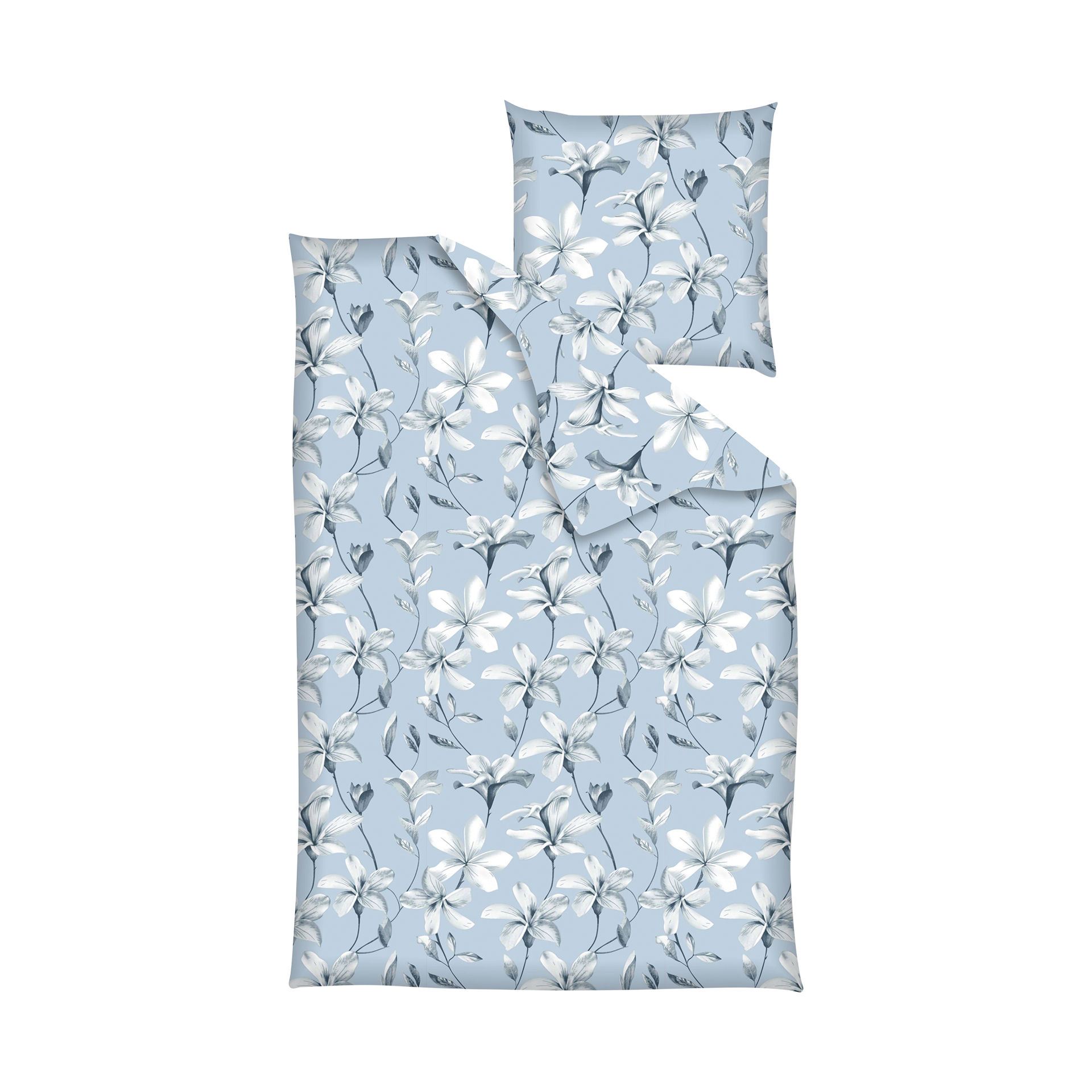 Renforce Bettwäsche Blumen Blau 200x200cm Renforce Bettwäsche Blumen Blau 200x200cm
