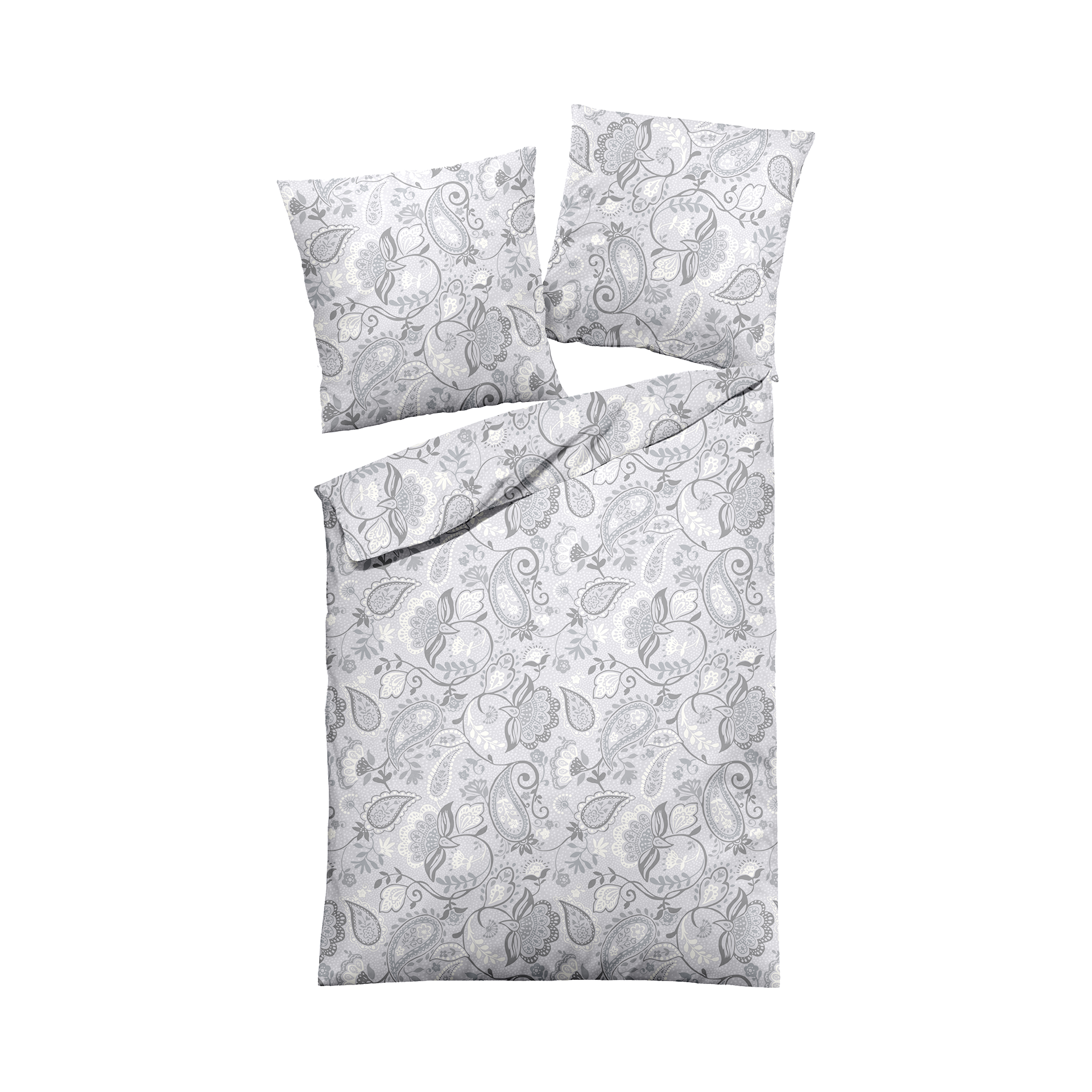 Satin Bettwäsche Paisley Silber 135x200cm Satin Bettwäsche Paisley Silber 135x200cm