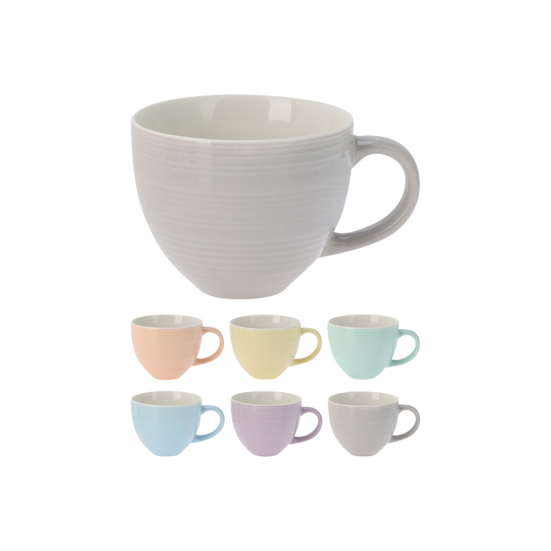 Tasse orange gelb grün blau beige