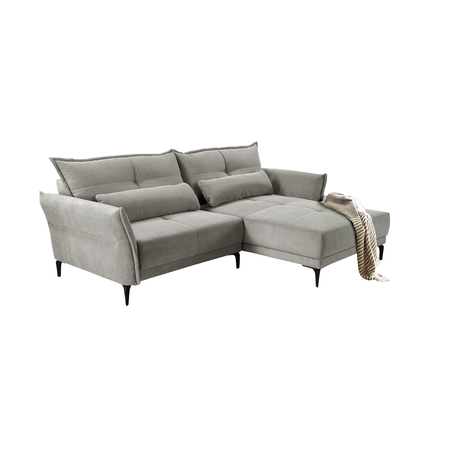 Ecksofa Triest Grau Ottomane beidseitig montierbar, einmalig Ecksofa Triest Grau Ottomane beidseitig montierbar, einmalig