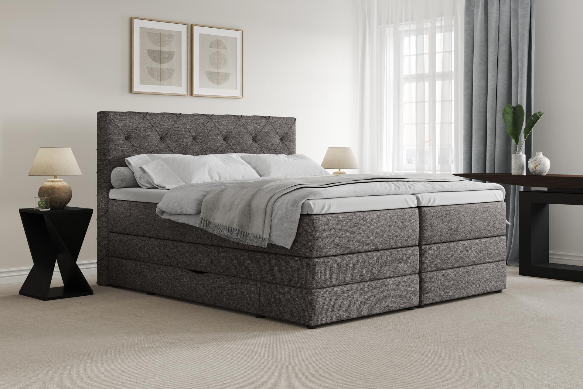 Francesca Garibaldi Boxspringbett Montecristo Grau 180x200 cm