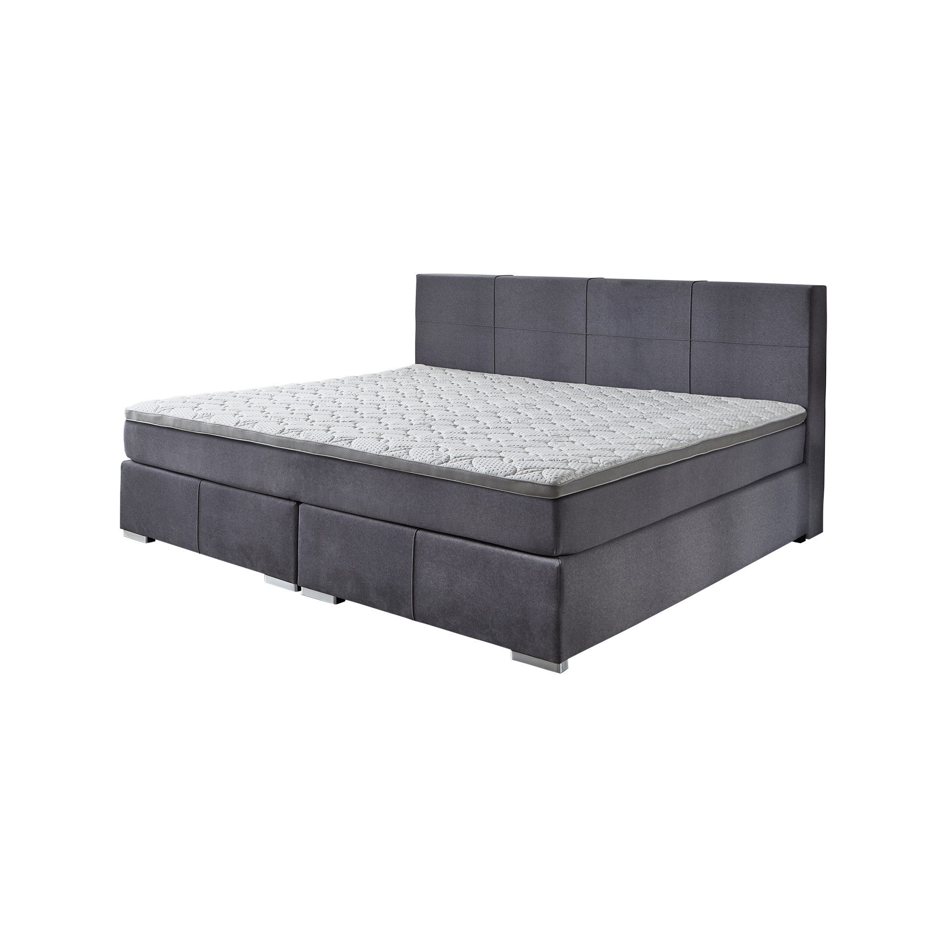 Boxspringbett Lindau Grau 240x200 cm Matratze H2 - mittelfest, bis ca. 80 kg H3 - fest, ab ca. 80 kg