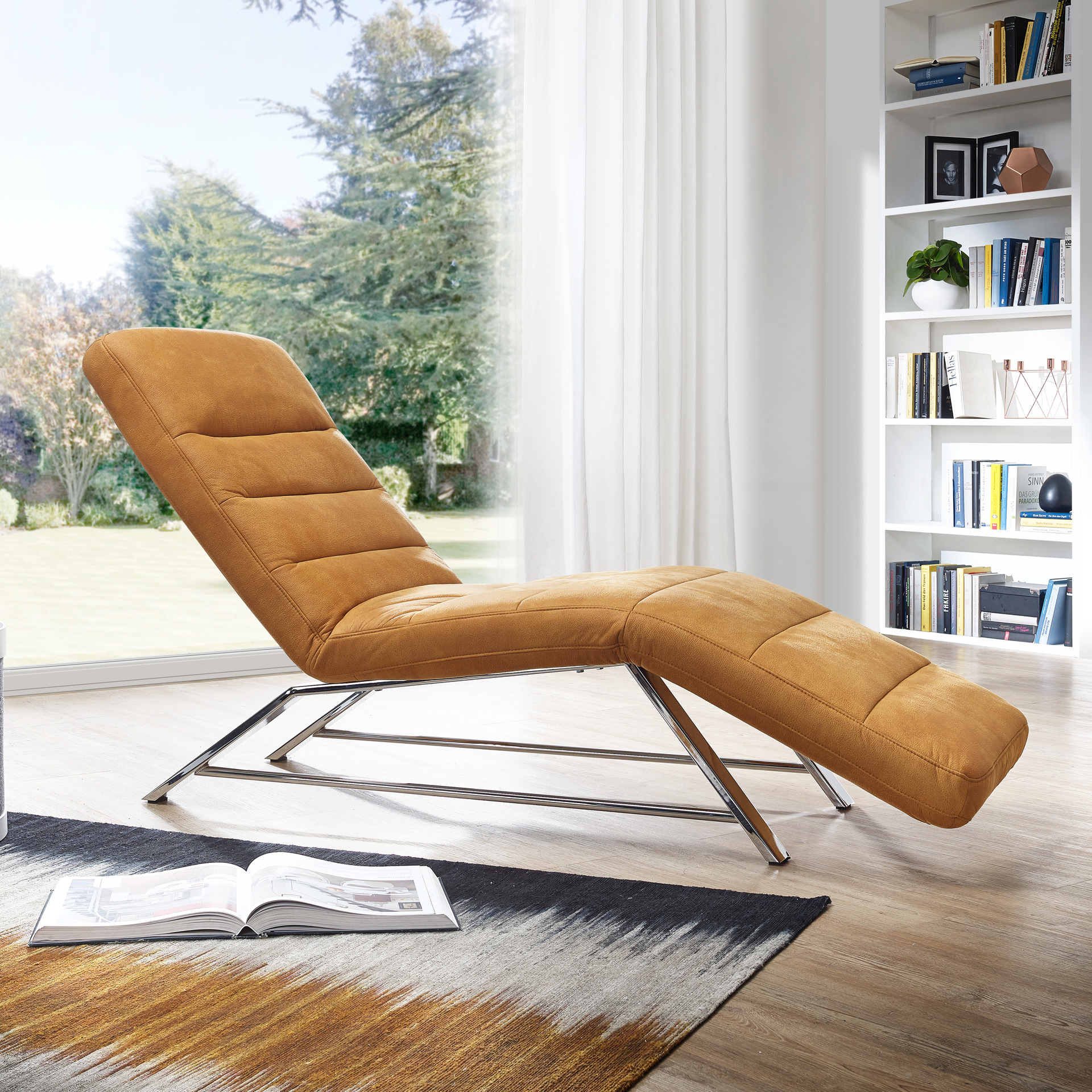 Liegestuhl Daydream03 Bezug Brandy Yellow Gestell Chromfarben Liegestuhl Daydream03 Bezug Brandy Yellow Gestell Chromfarben