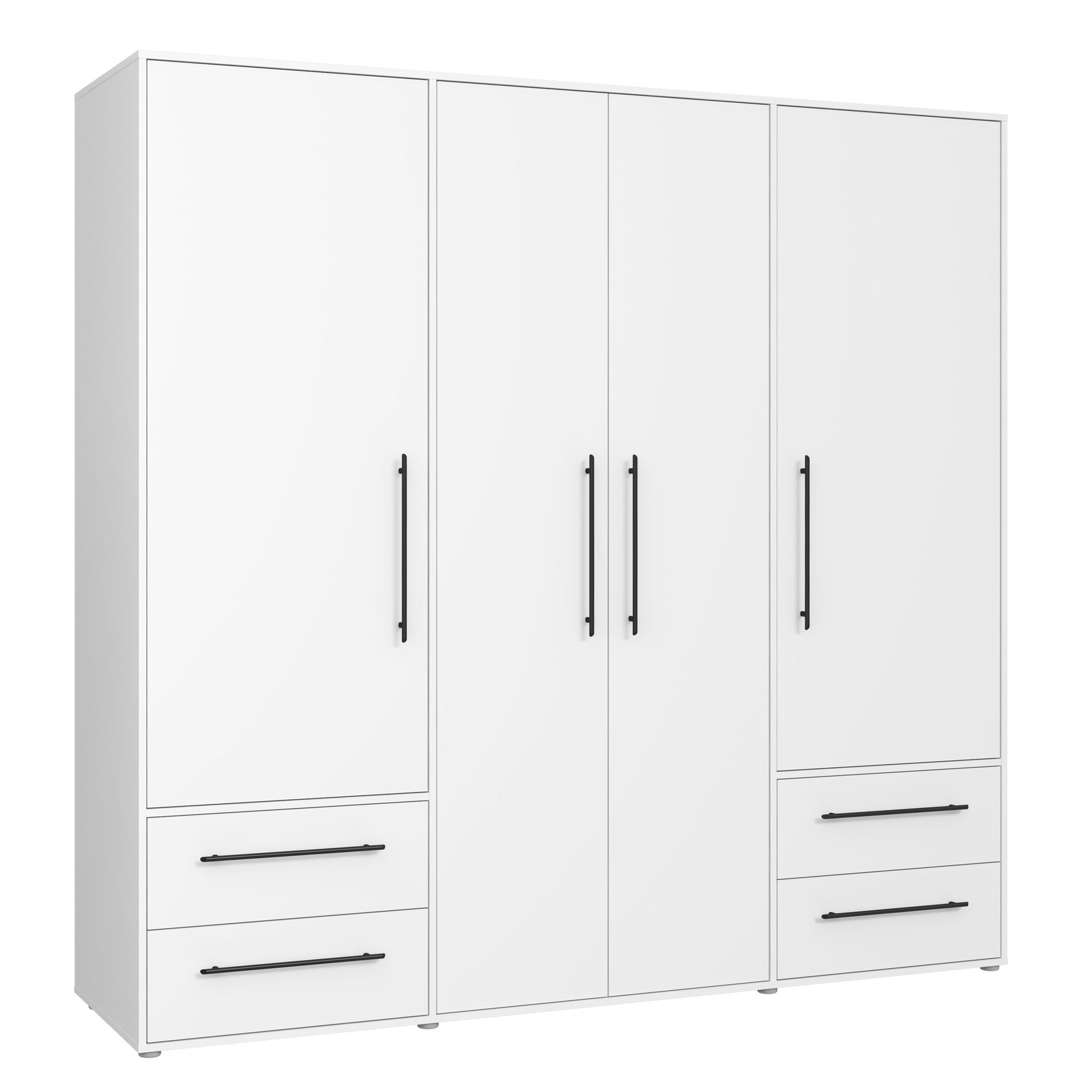 Drehtürenschrank Moldau 4-türig Weiß 58.8*205.9*200.1 Drehtürenschrank Moldau 4-türig Weiß 58.8*205.9*200.1