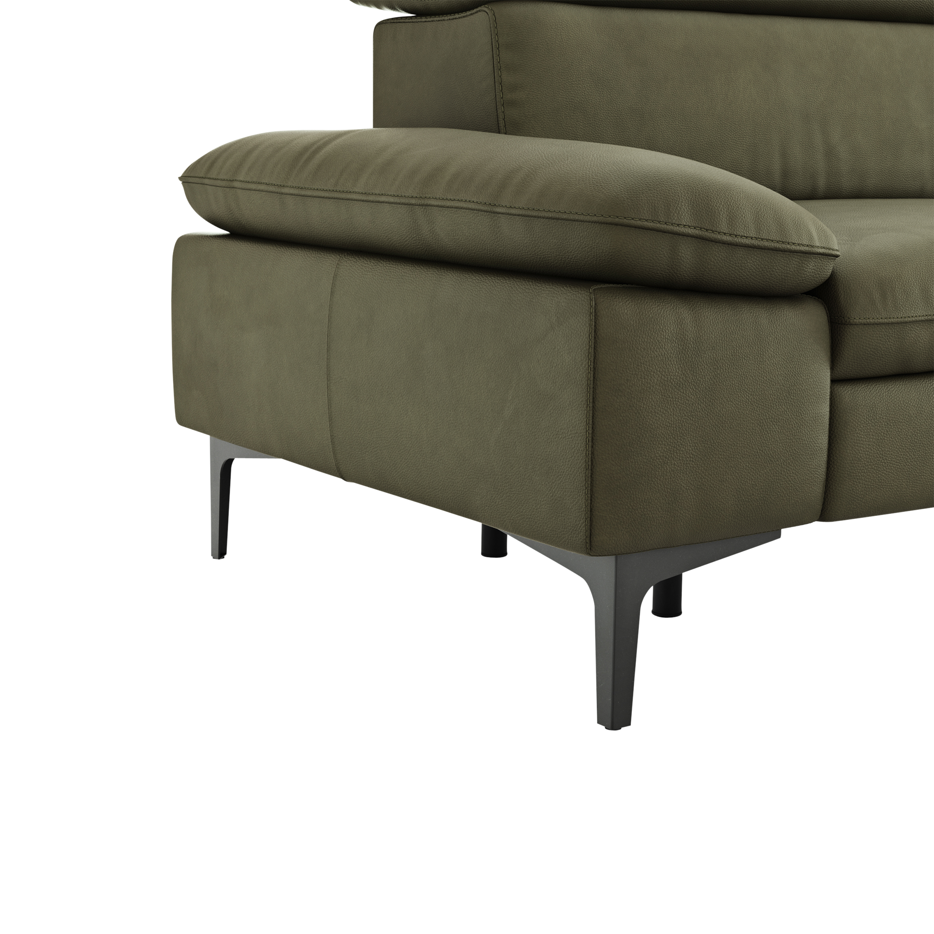 Global wohnen Sofa 3-Sitzer Felipa Leder Retro Olive Rücken echt Kopfteilverstellung Global wohnen Sofa 3-Sitzer Felipa Leder Retro Olive Rücken echt Kopfteilverstellung