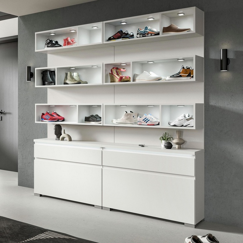 Sammlerschrank Shoelove 2-teilig Weiß mit Beleuchtung