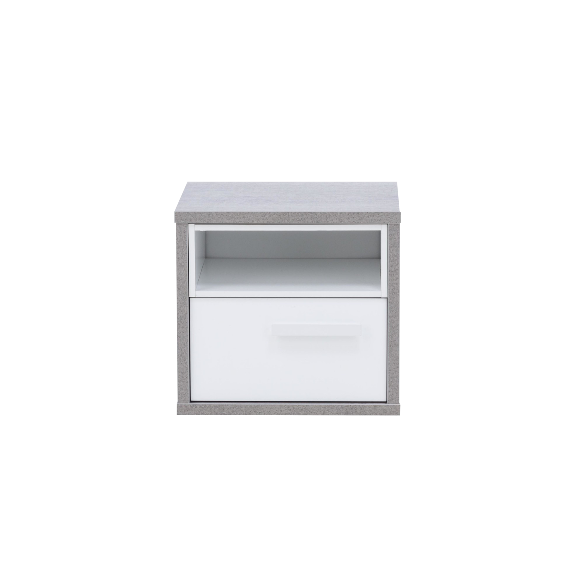 Nachttisch Milano Front Weiß Korpus Beton Optik
