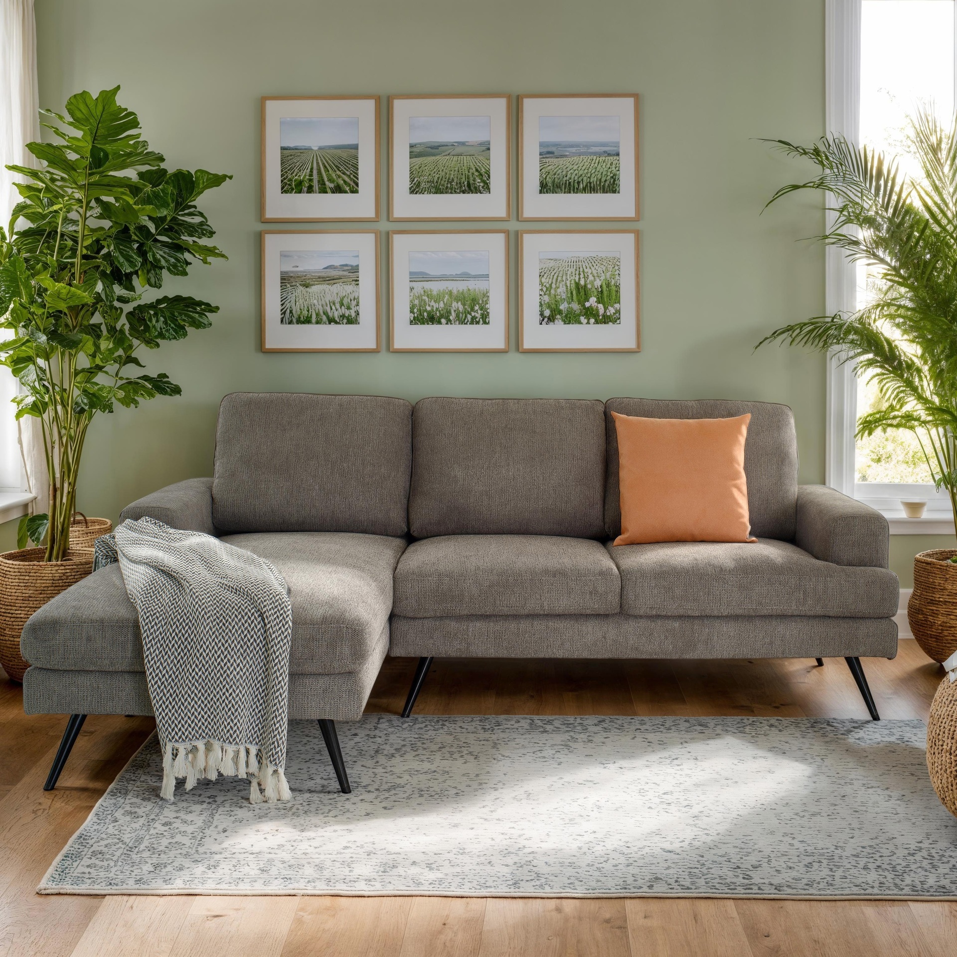 Ecksofa Dana Grau Gestell Ottomane links Ecksofa Dana Grau Gestell Ottomane links