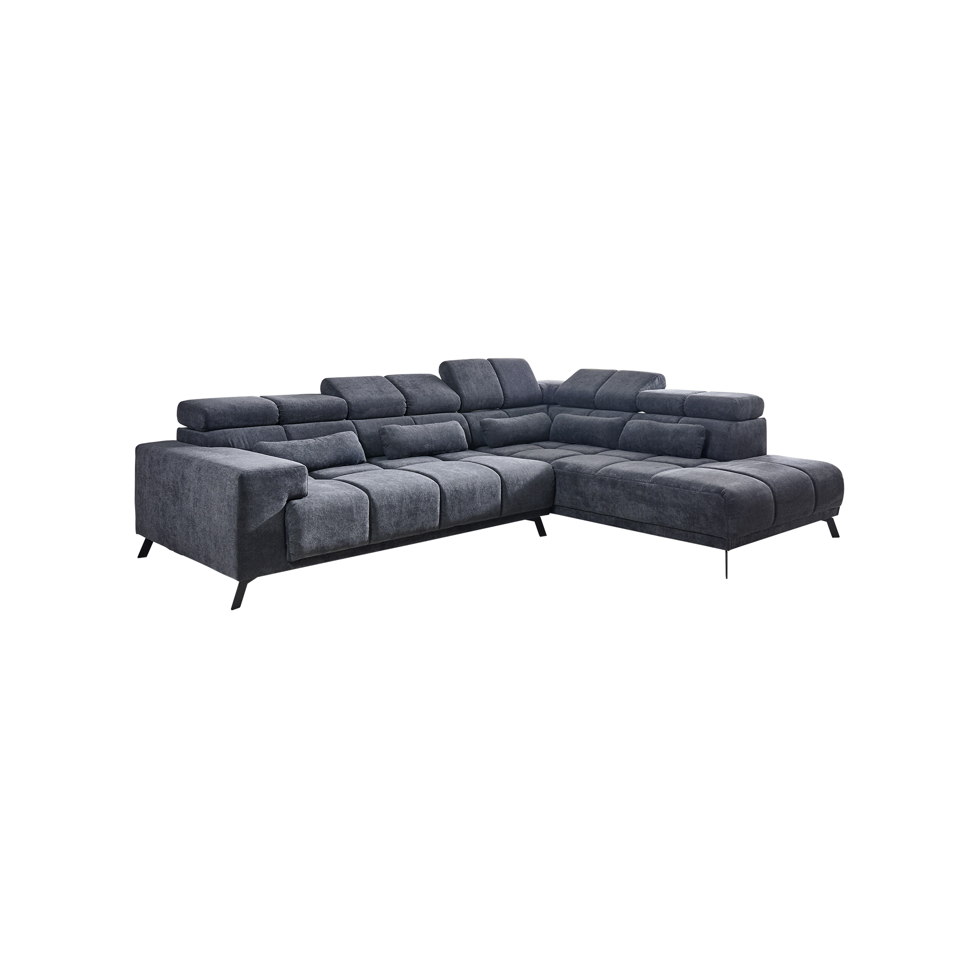 Ecksofa Infinity Grau Sitztiefe motorisch verstellbar Ottomane rechts Ecksofa Infinity Grau Sitztiefe motorisch verstellbar Ottomane rechts